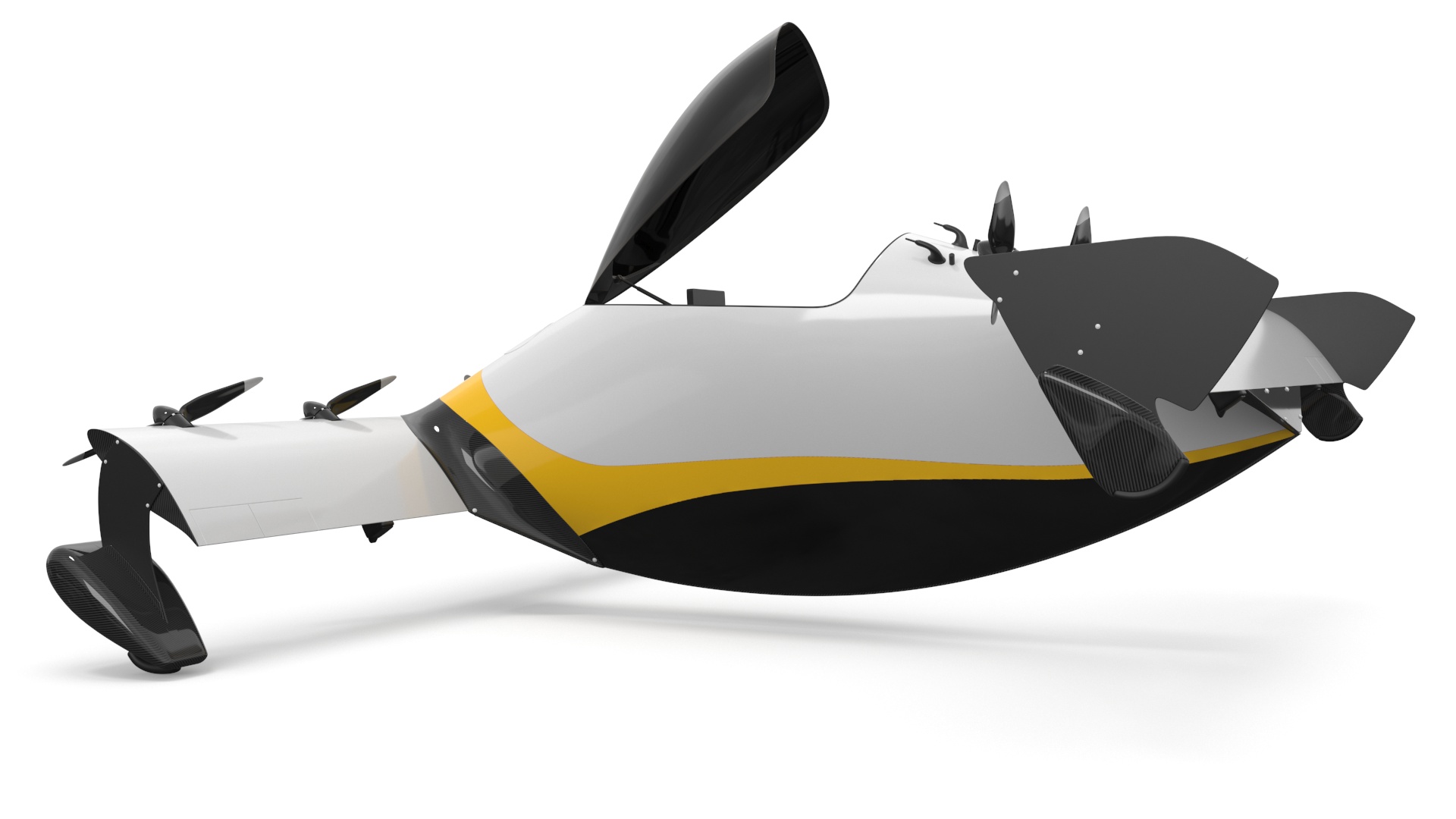Personal EVTOL Aircraft with 8 Propellers Rigged for Maya 3D