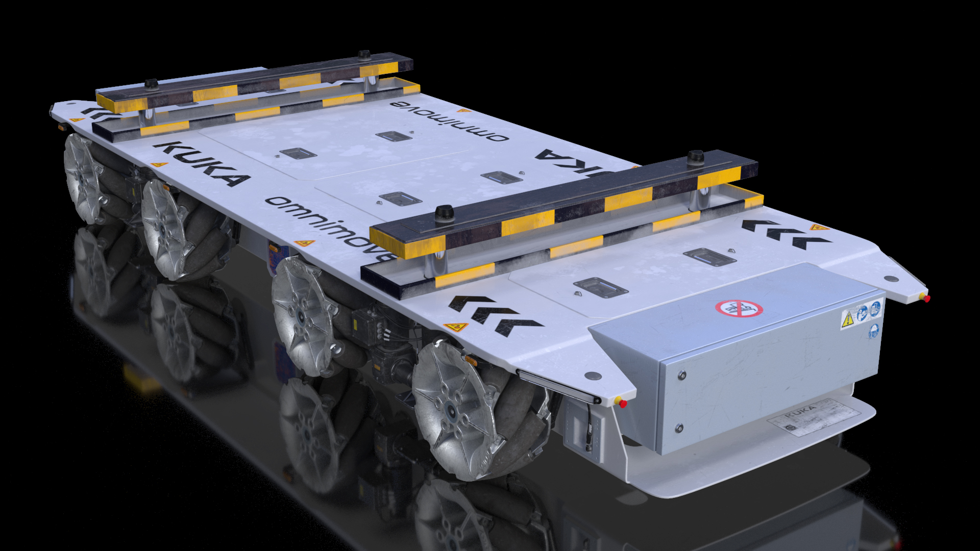 3D model Dirty Omnimove Platform KUKA White Rigged for Cinema 4D