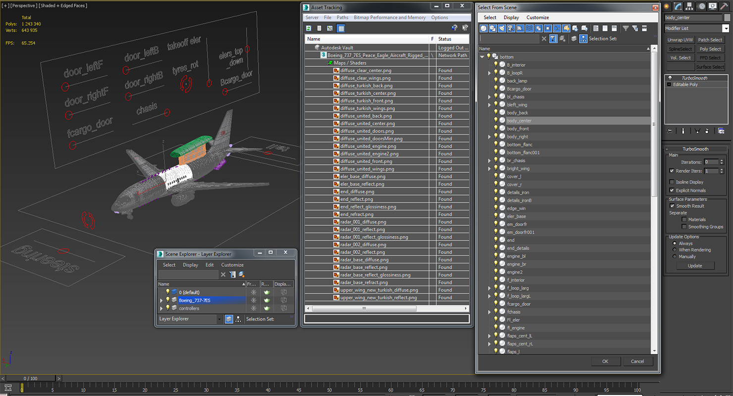 Boeing 737 7ES Peace Eagle Aircraft Rigged 3D