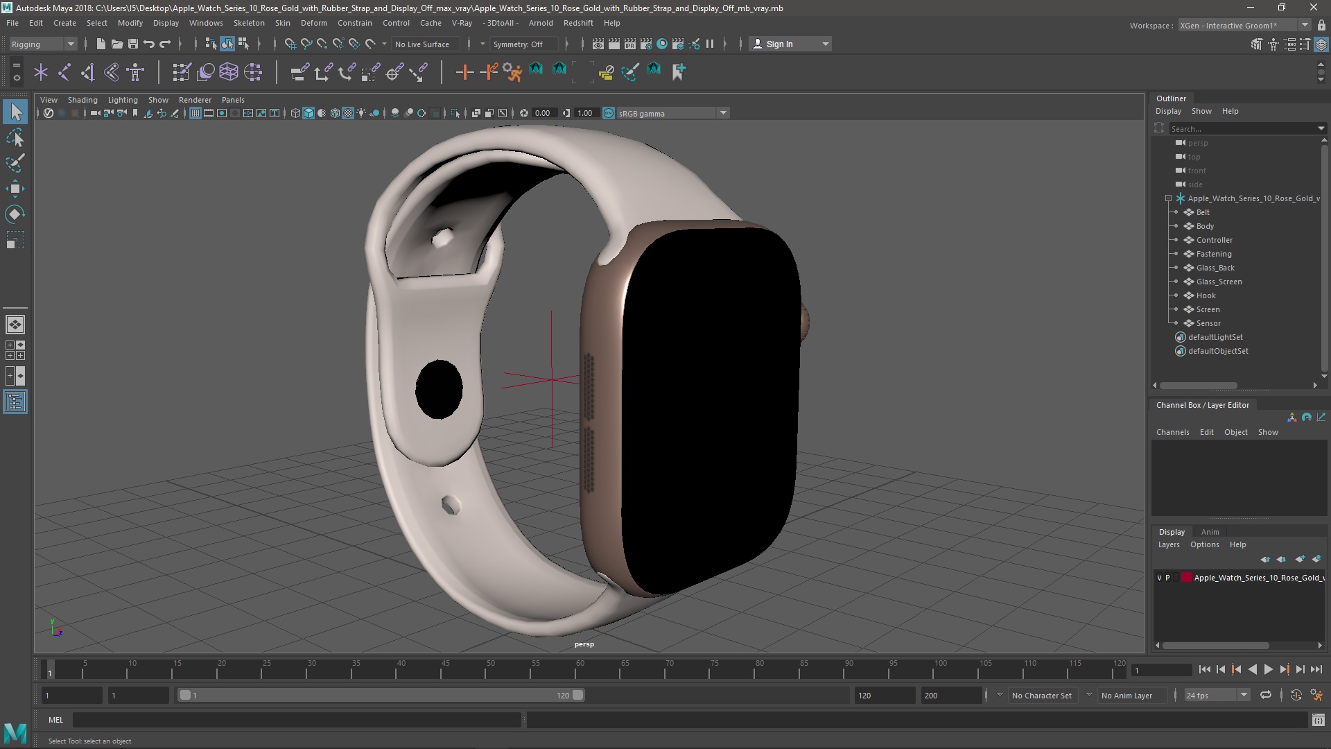 3D model Apple Watch Series 10 Rose Gold with Rubber Strap and Display Off
