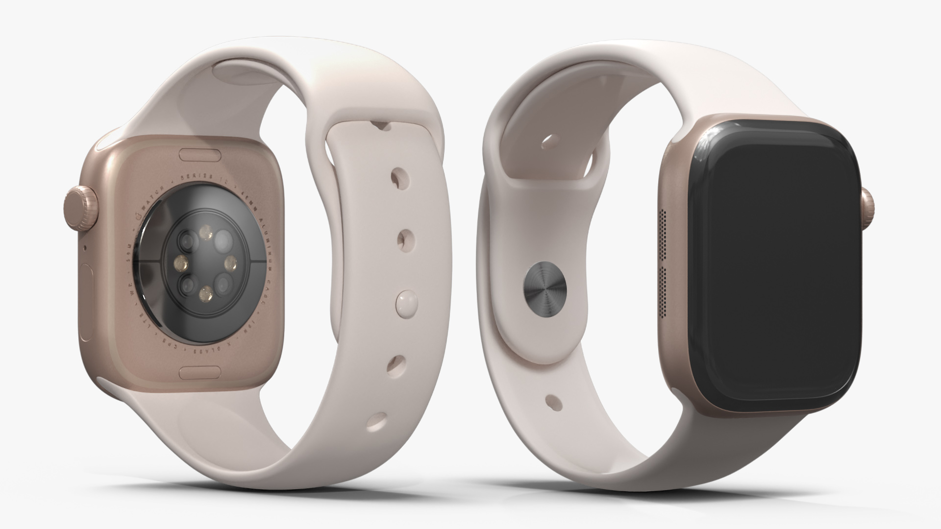 3D model Apple Watch Series 10 Rose Gold with Rubber Strap and Display Off