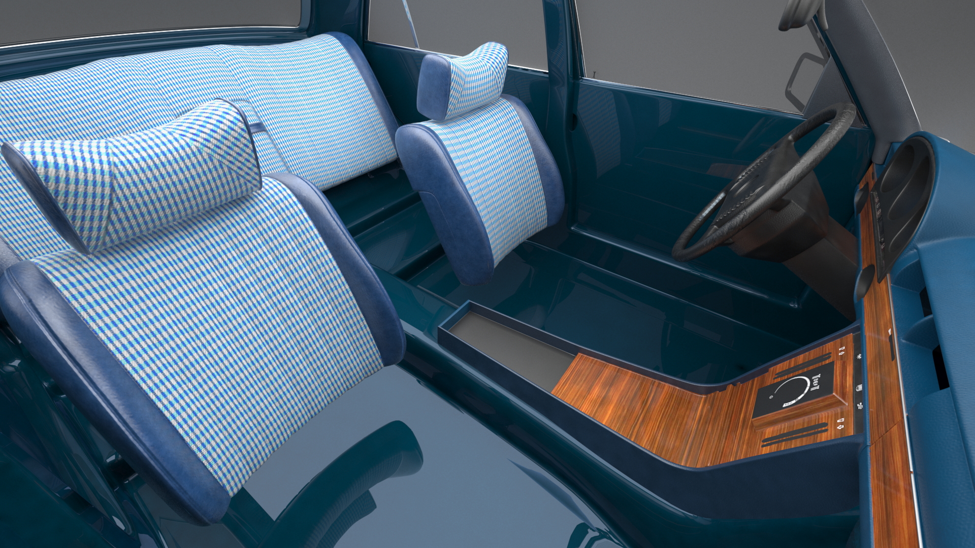 3D Mercedes Benz 350 SE Blue Simple Interior