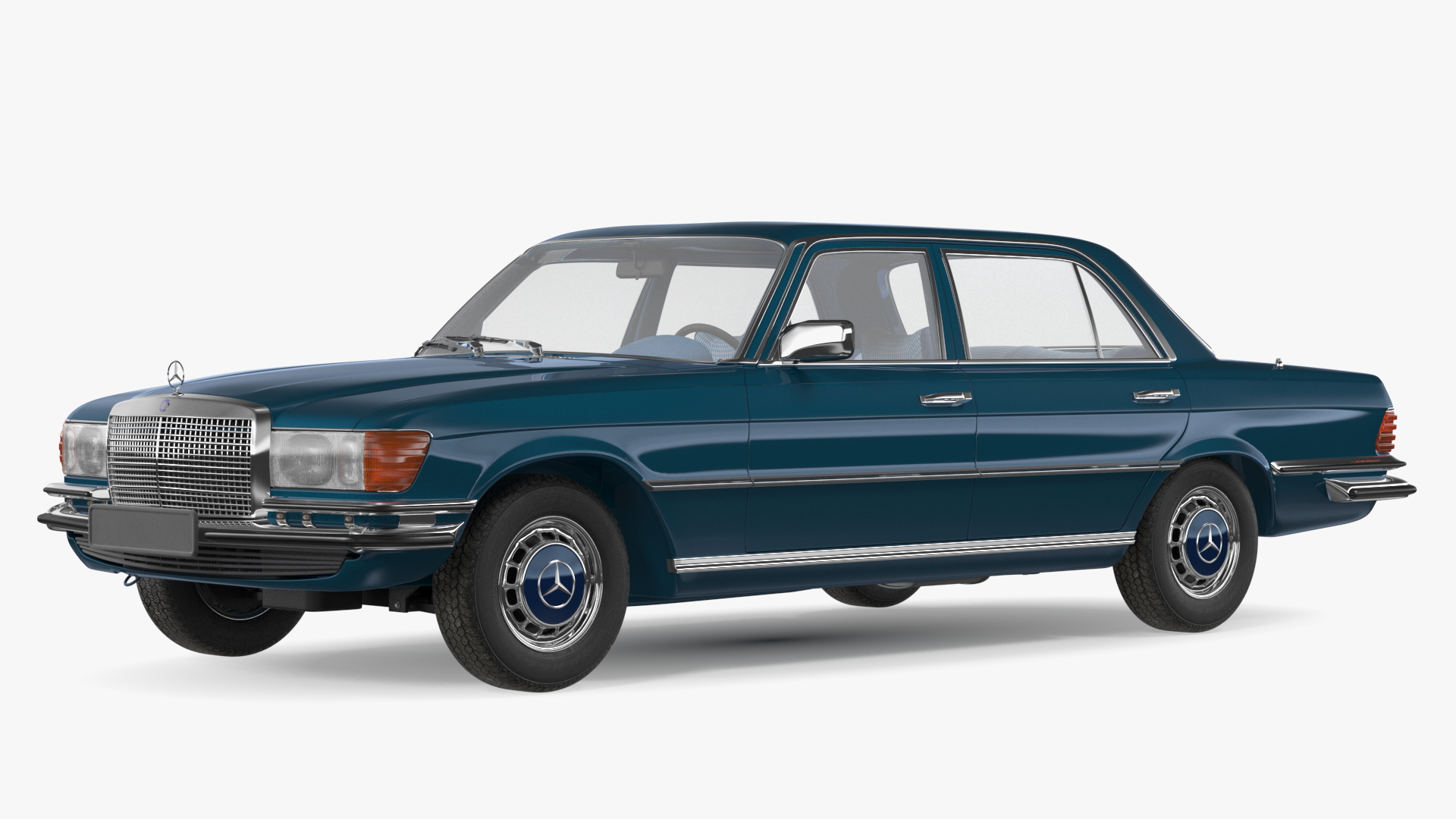 3D Mercedes Benz 350 SE Blue Simple Interior