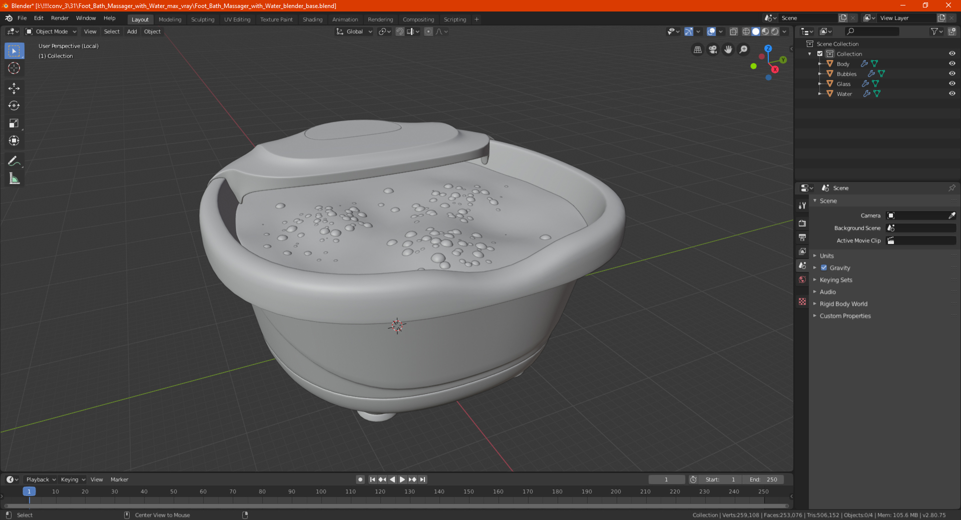 Foot Bath Massager with Water 3D model