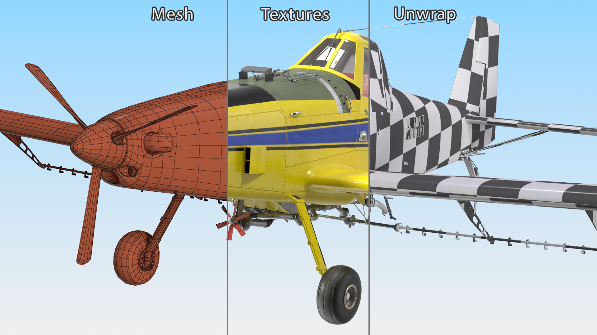 Plane Air Tractor AT 502B Simple Interior Rigged for Maya 3D