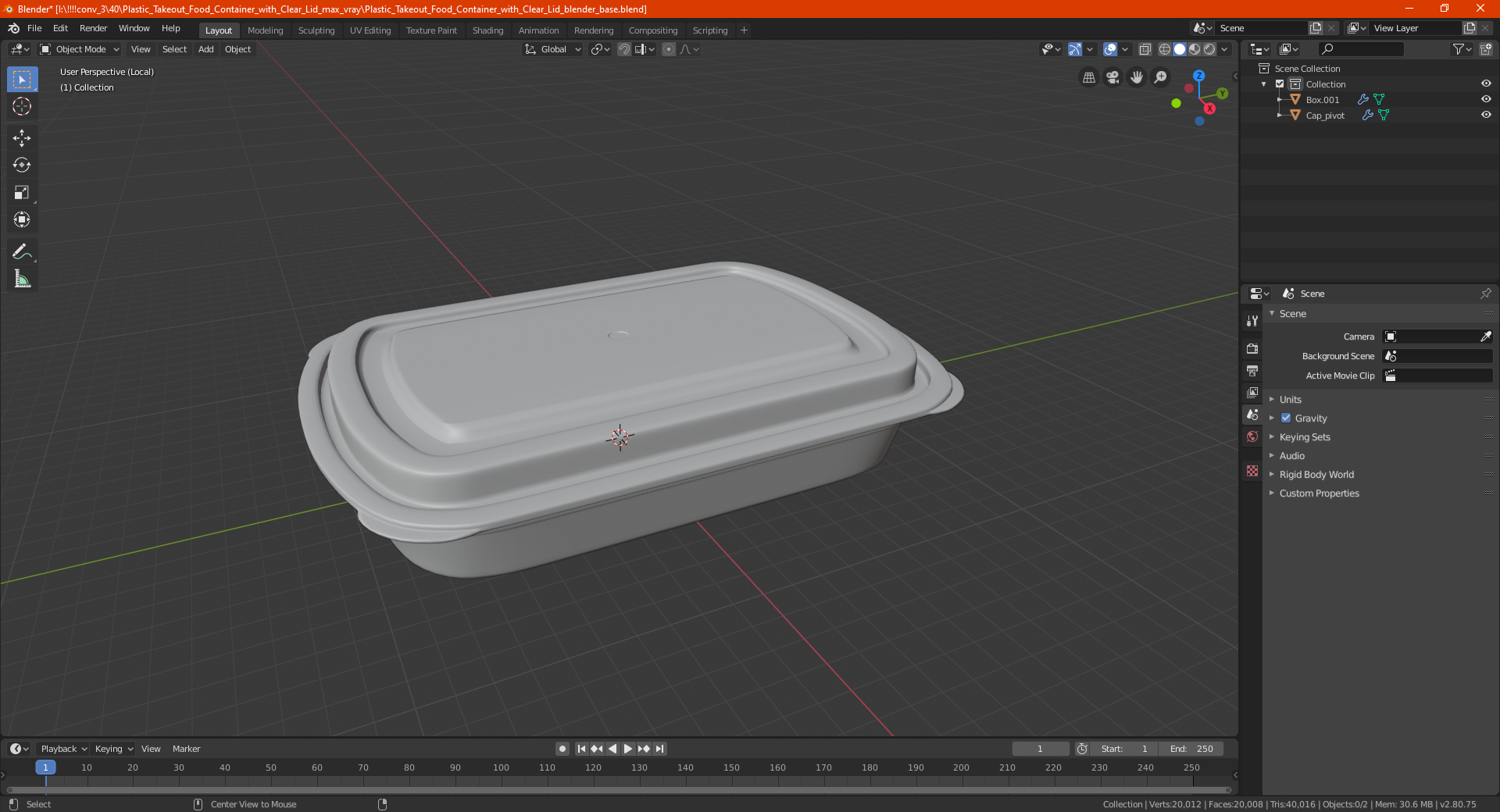 3D model Plastic Takeout Food Container with Clear Lid