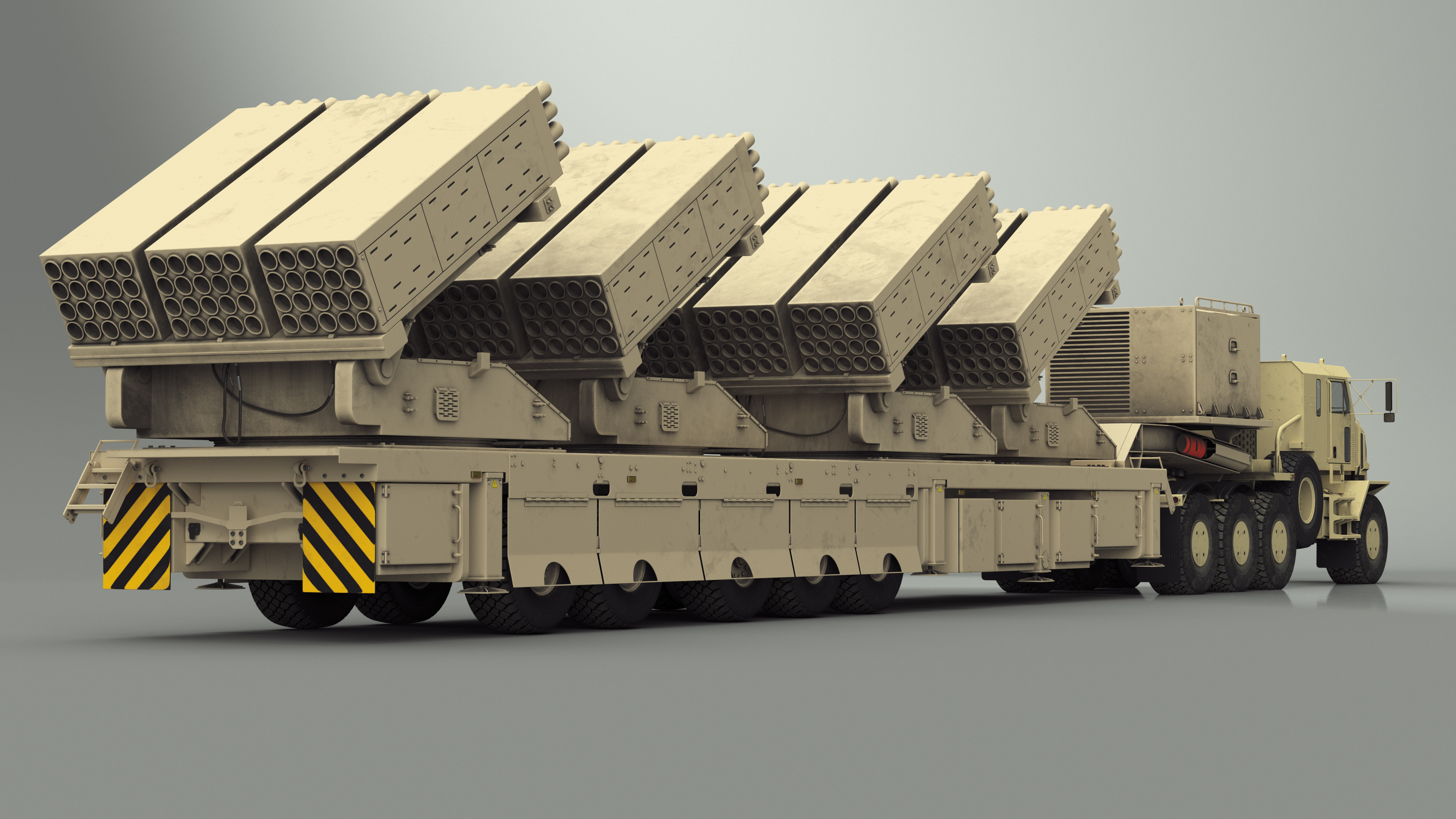 Jobaria Rocket System with Oshkosh Transporter Sand Simple Interior 3D