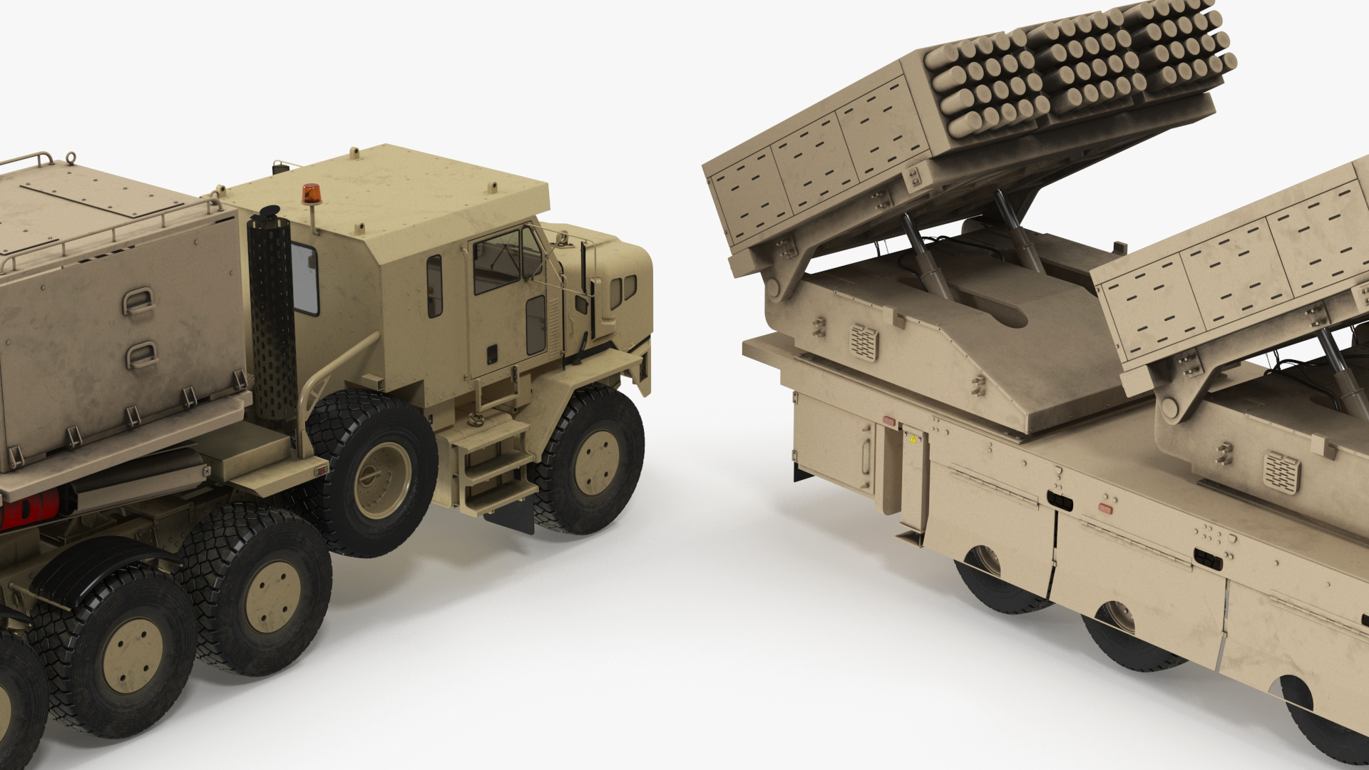 Jobaria Rocket System with Oshkosh Transporter Sand Simple Interior 3D