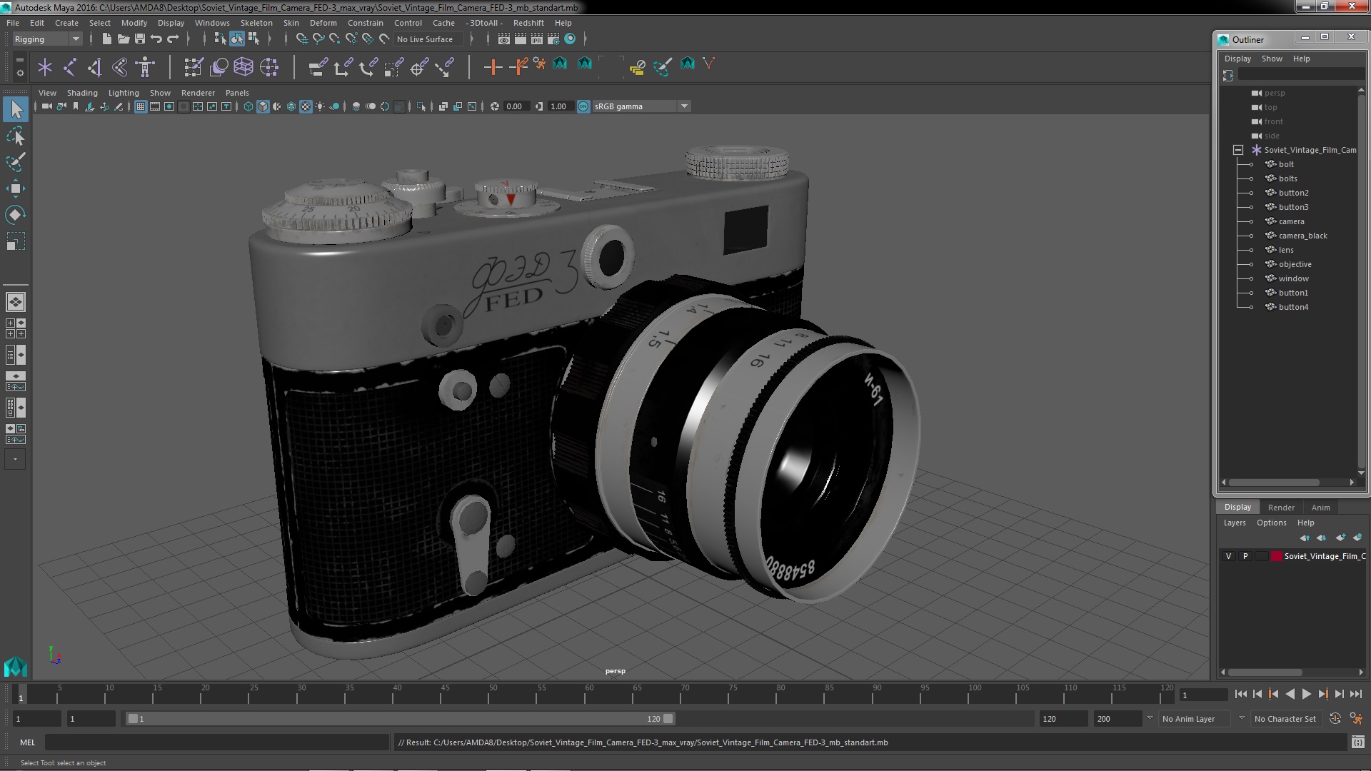 Soviet Vintage Film Camera FED-3 3D