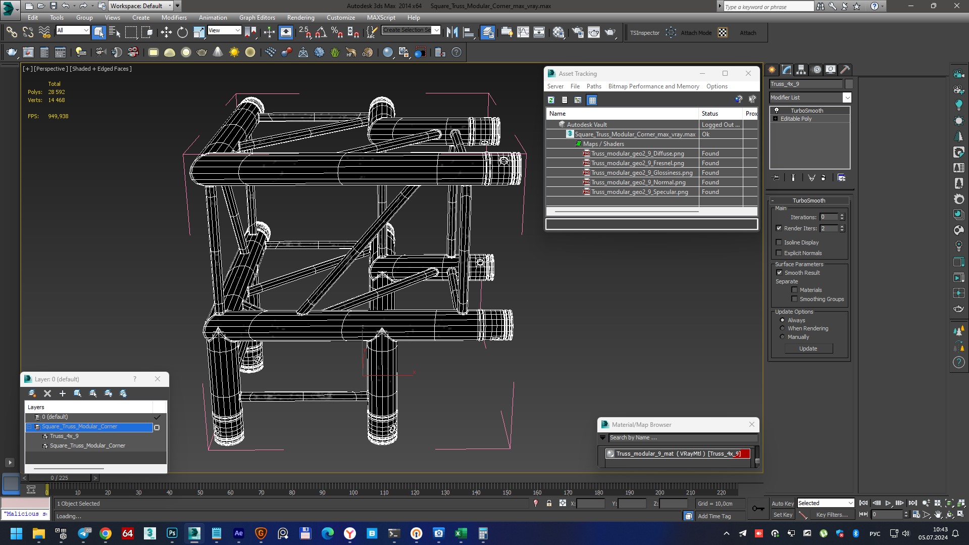Square Truss Modular Corner 3D