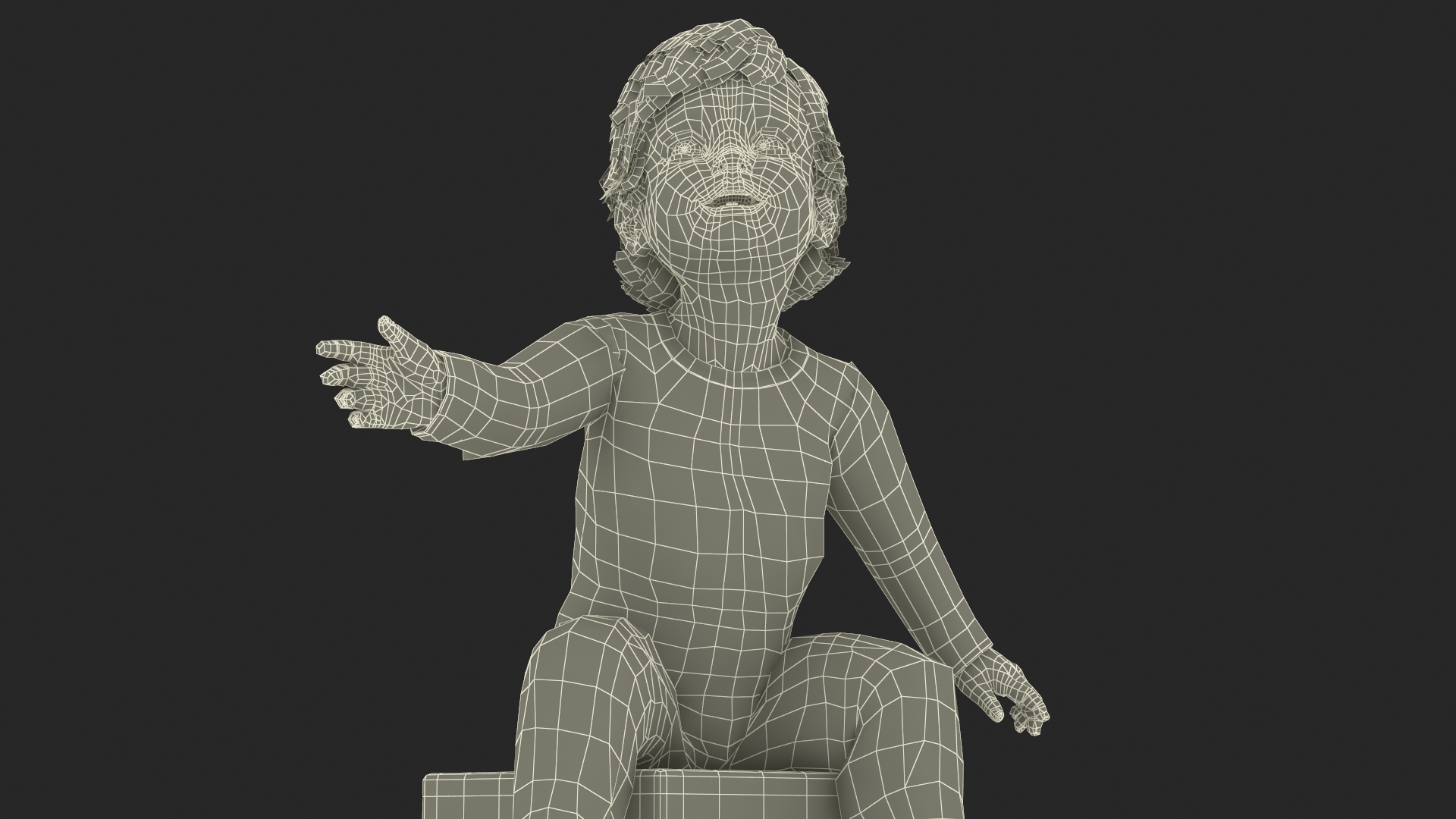 3D Toddler Aged 1 Year in Pajamas Sitting Pose model