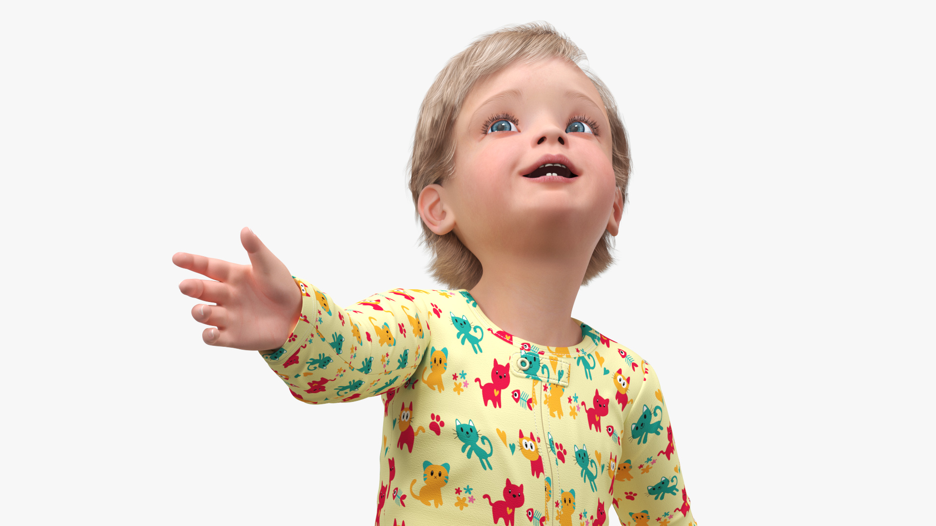3D Toddler Aged 1 Year in Pajamas Sitting Pose model