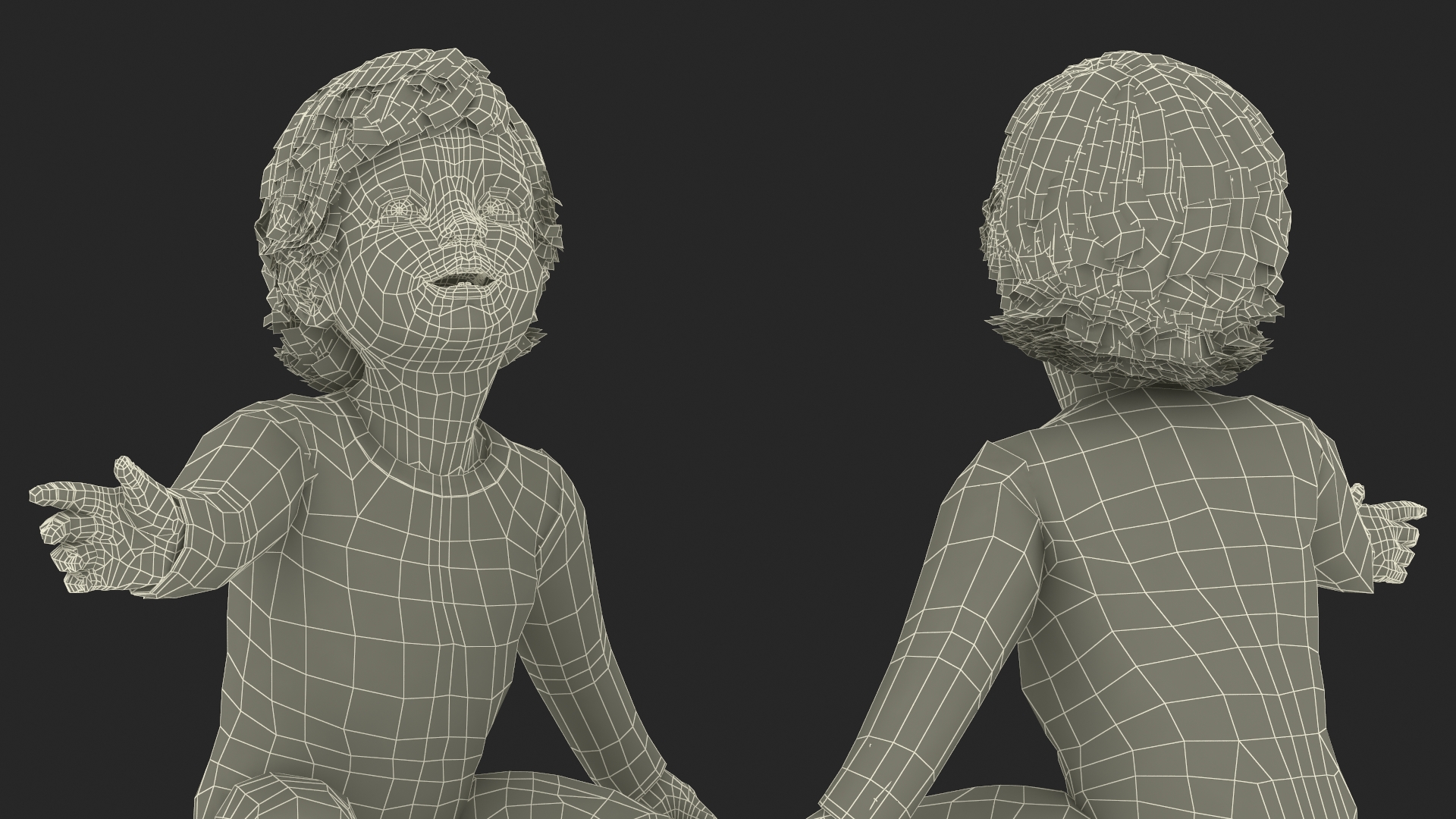 3D Toddler Aged 1 Year in Pajamas Sitting Pose model