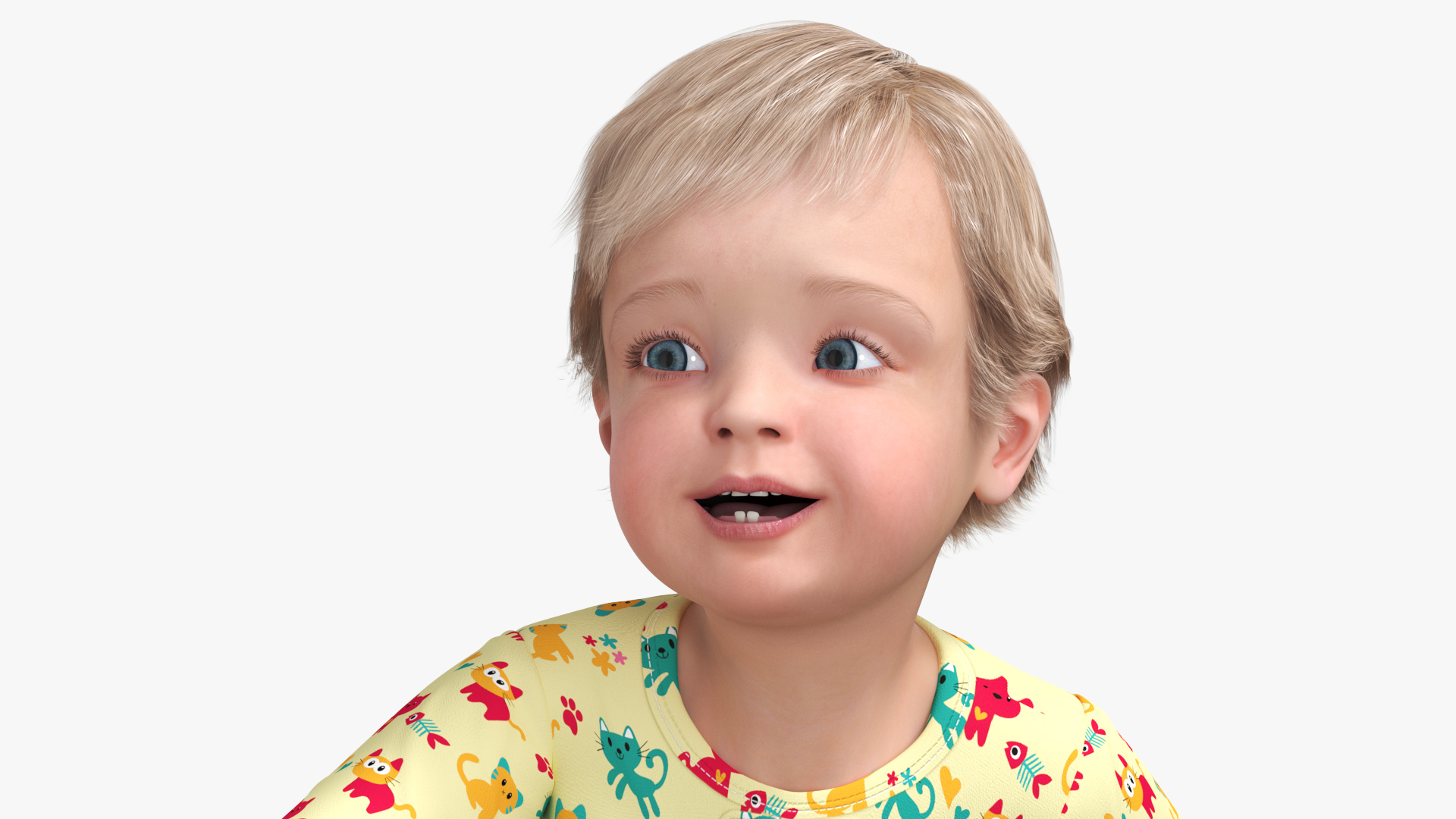 3D Toddler Aged 1 Year in Pajamas Sitting Pose model