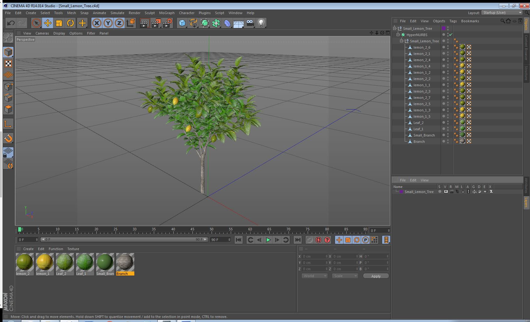 3D Small Lemon Tree