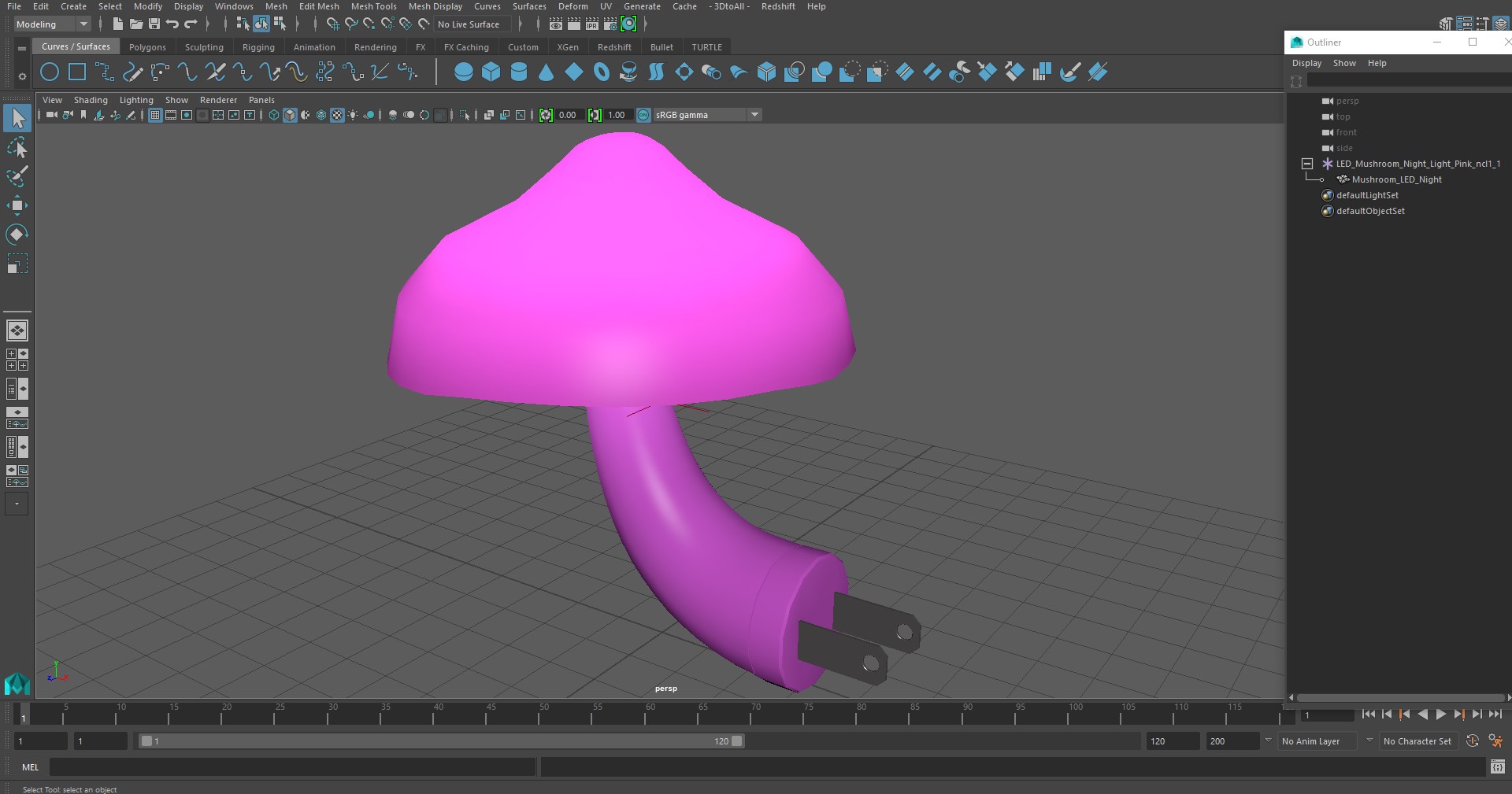 LED Mushroom Night Light Pink 3D model