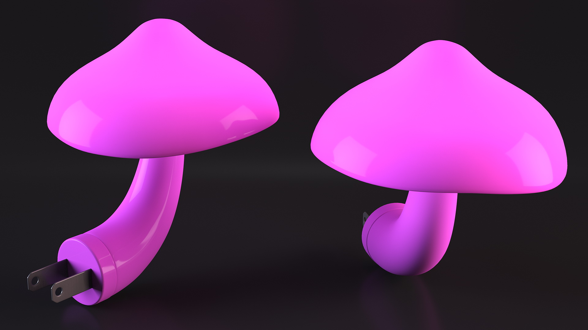 LED Mushroom Night Light Pink 3D model