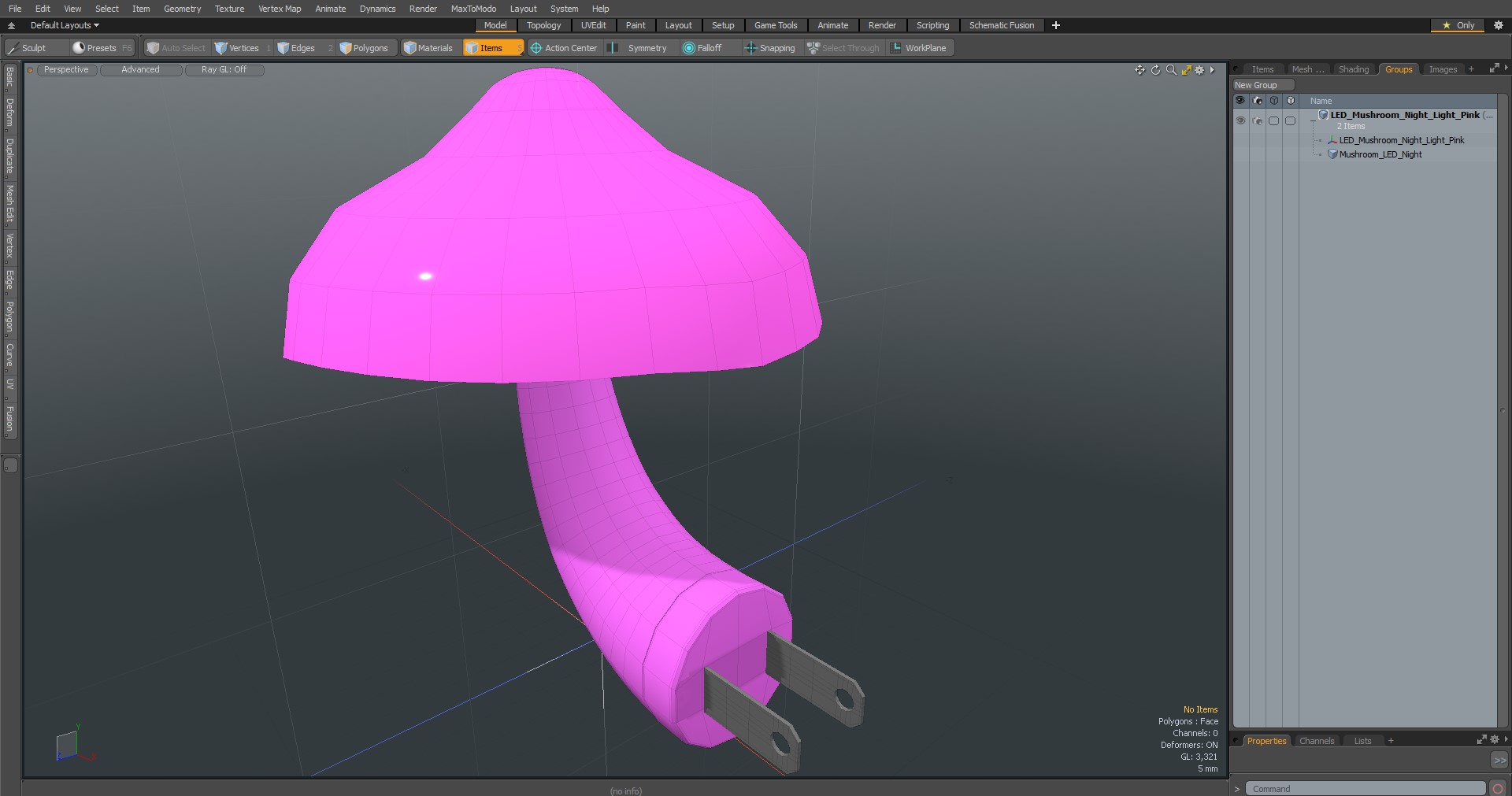 LED Mushroom Night Light Pink 3D model