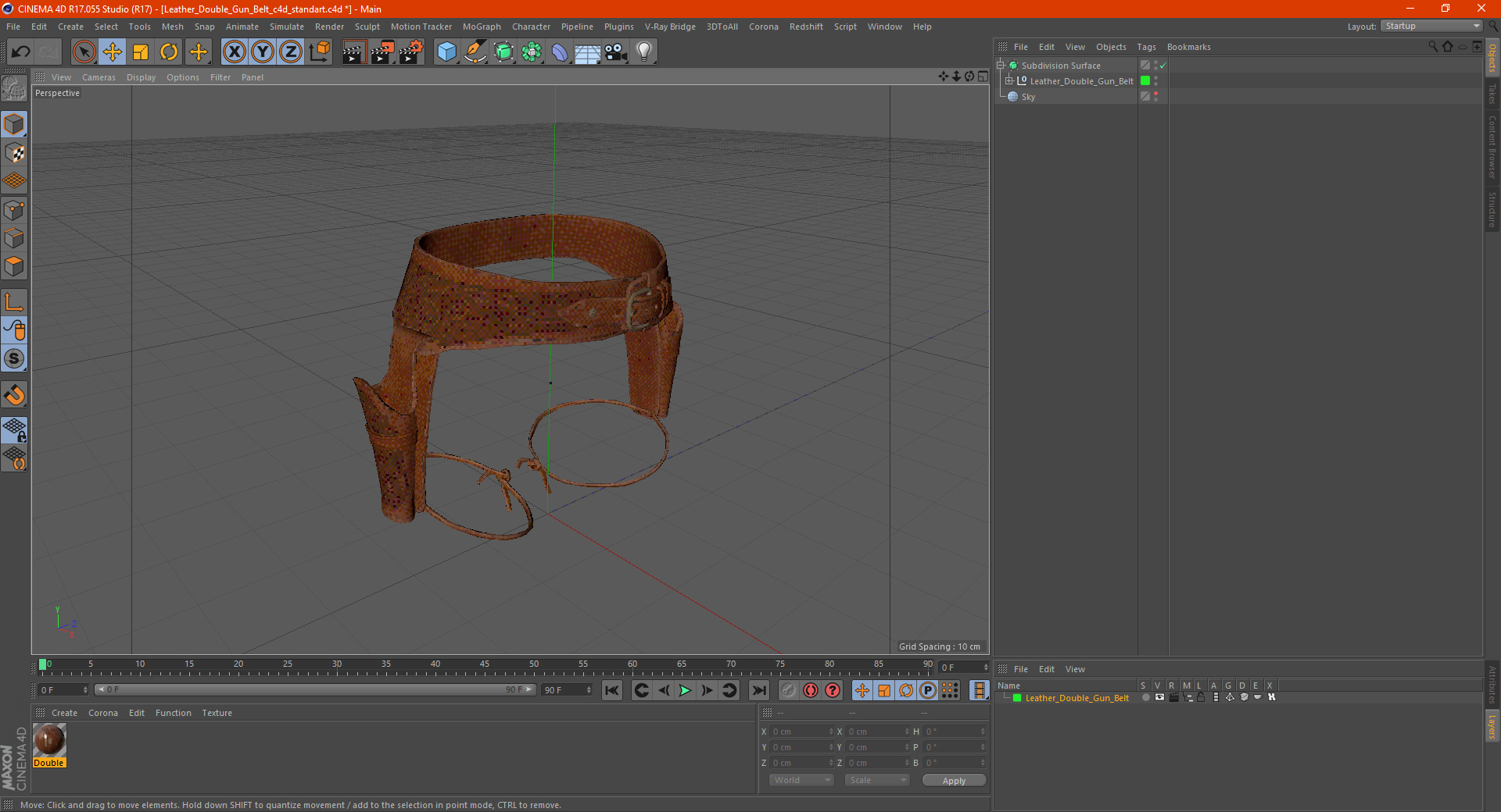 3D Leather Double Gun Belt model