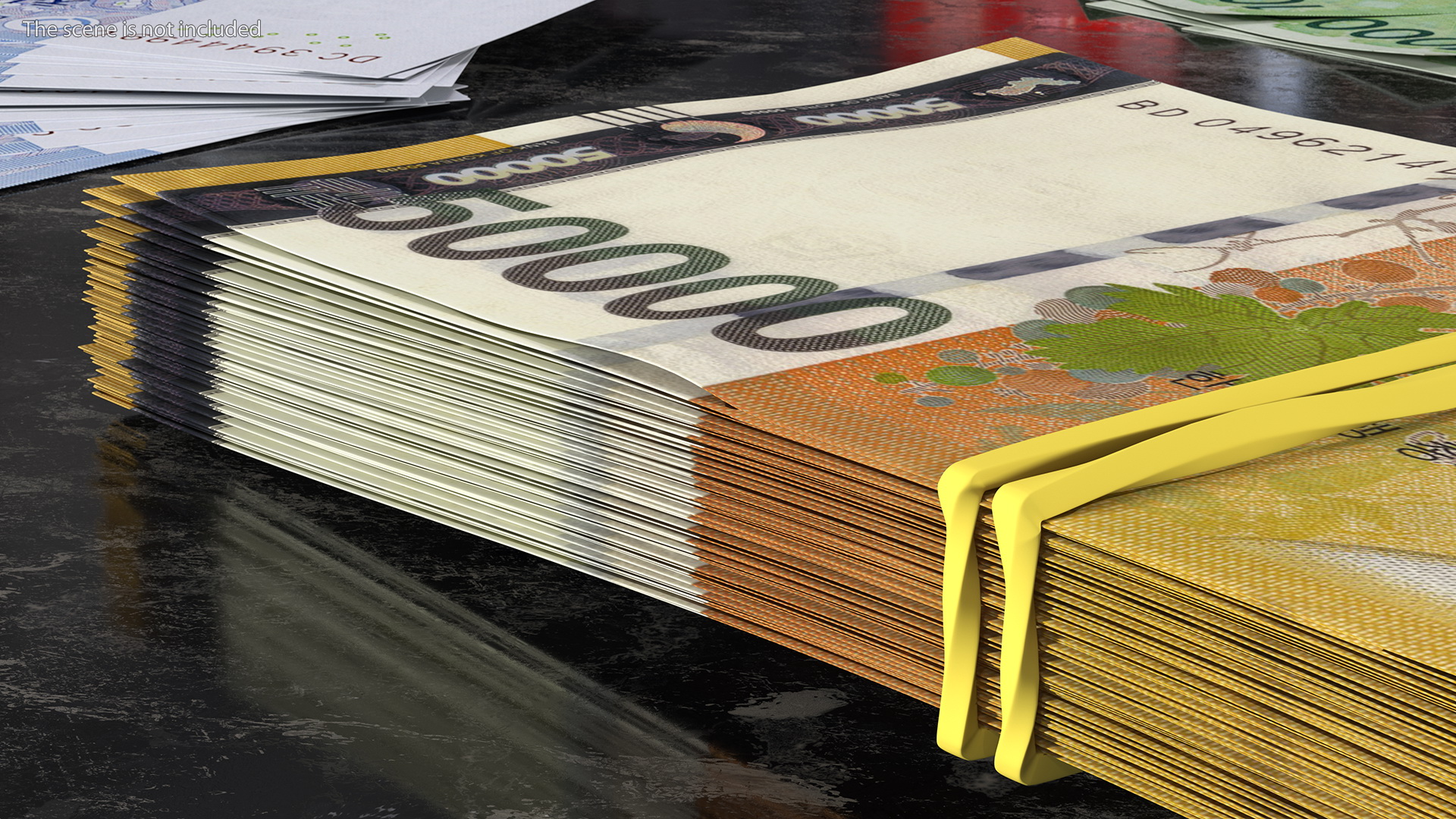 3D Stack of South Korean 50000 Won Banknotes