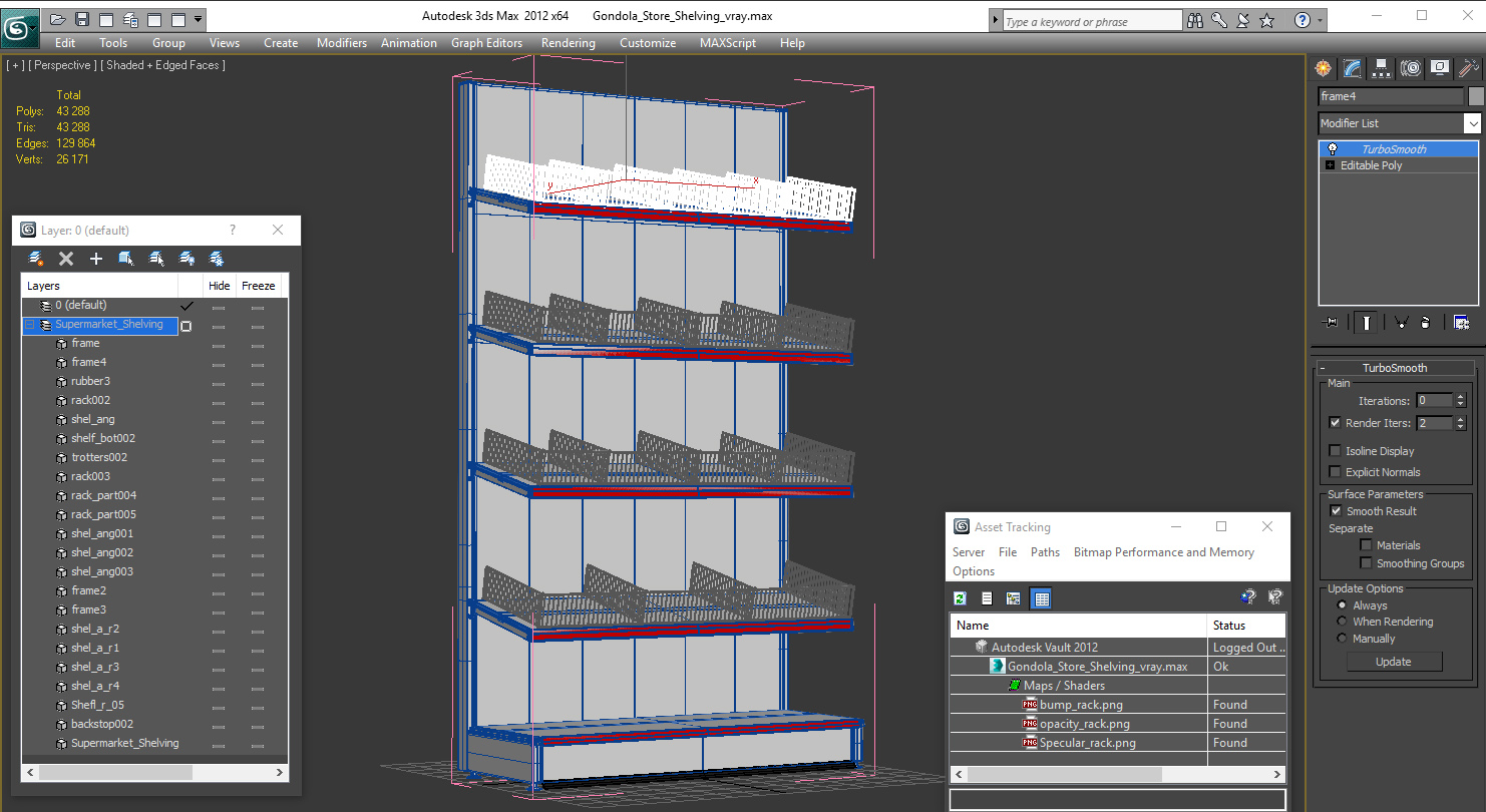 Gondola Store Shelving 3D
