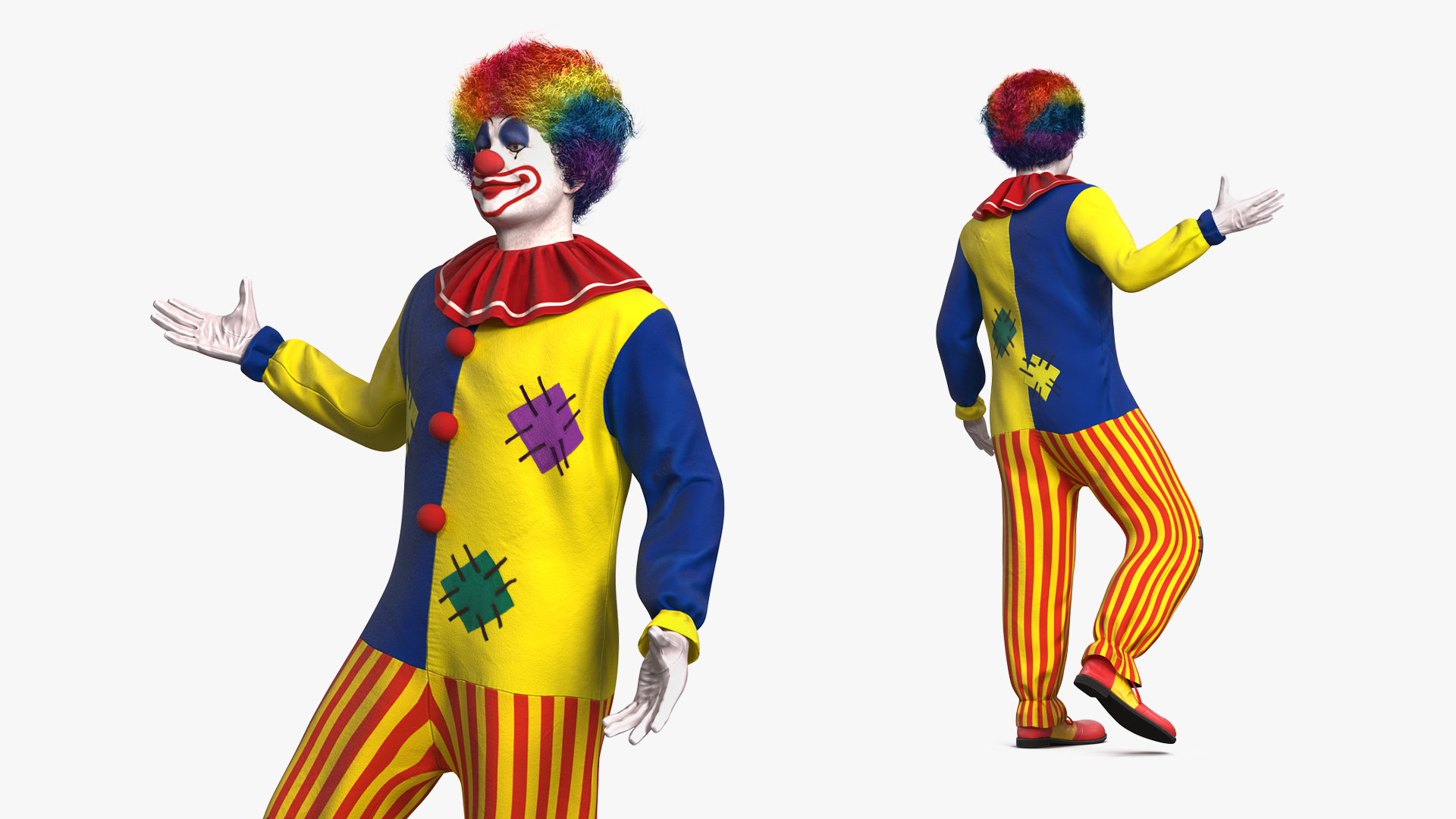 Adult Clown Suit Standing Pose Fur 3D model