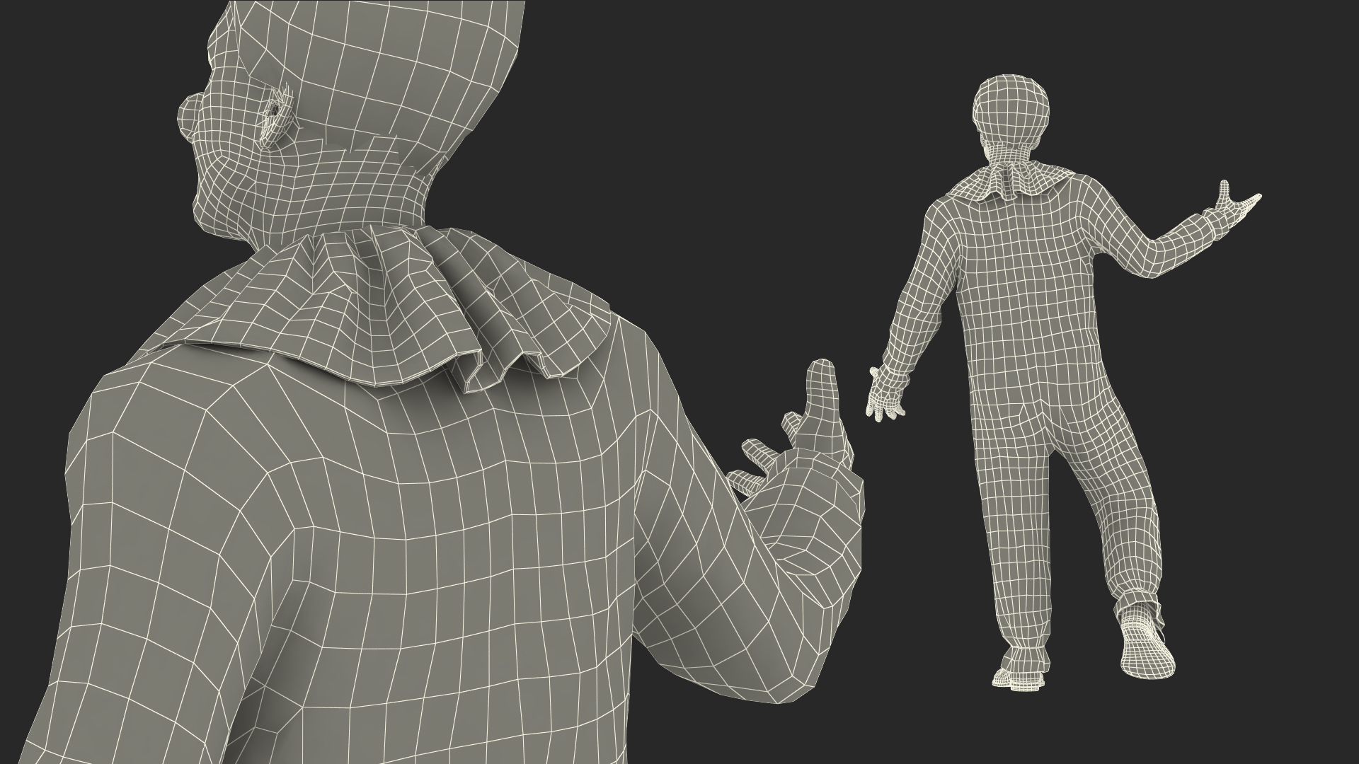 Adult Clown Suit Standing Pose Fur 3D model