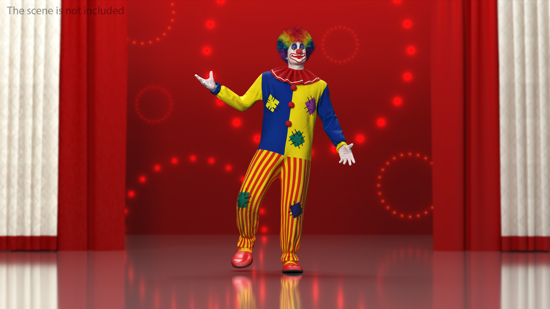 Adult Clown Suit Standing Pose Fur 3D model