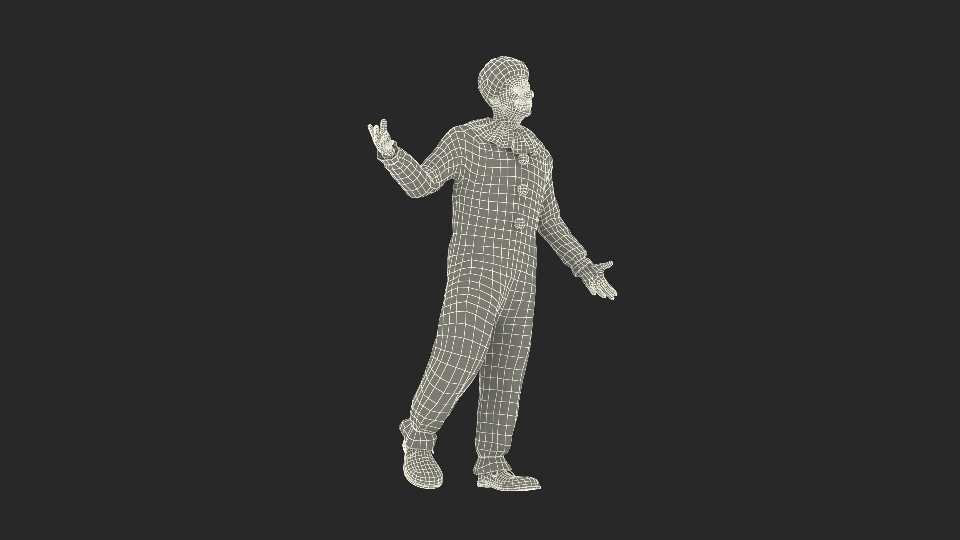 Adult Clown Suit Standing Pose Fur 3D model