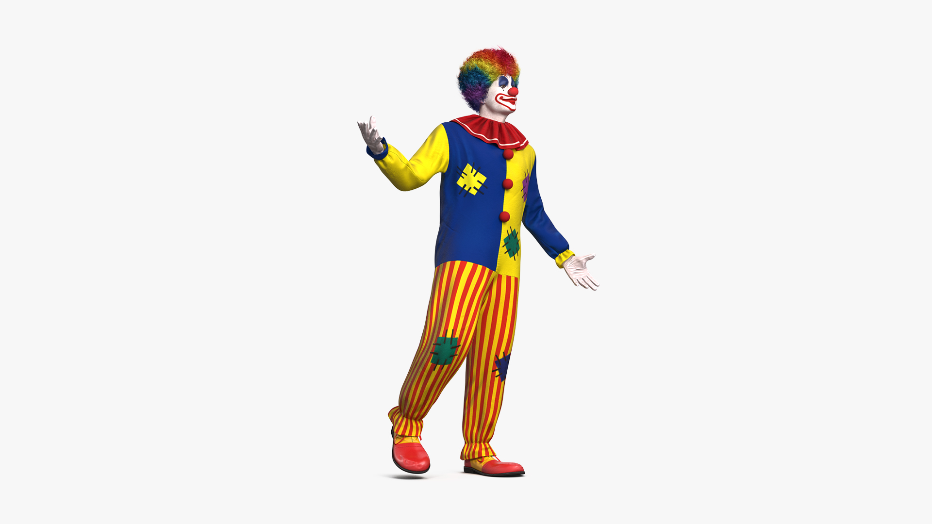 Adult Clown Suit Standing Pose Fur 3D model