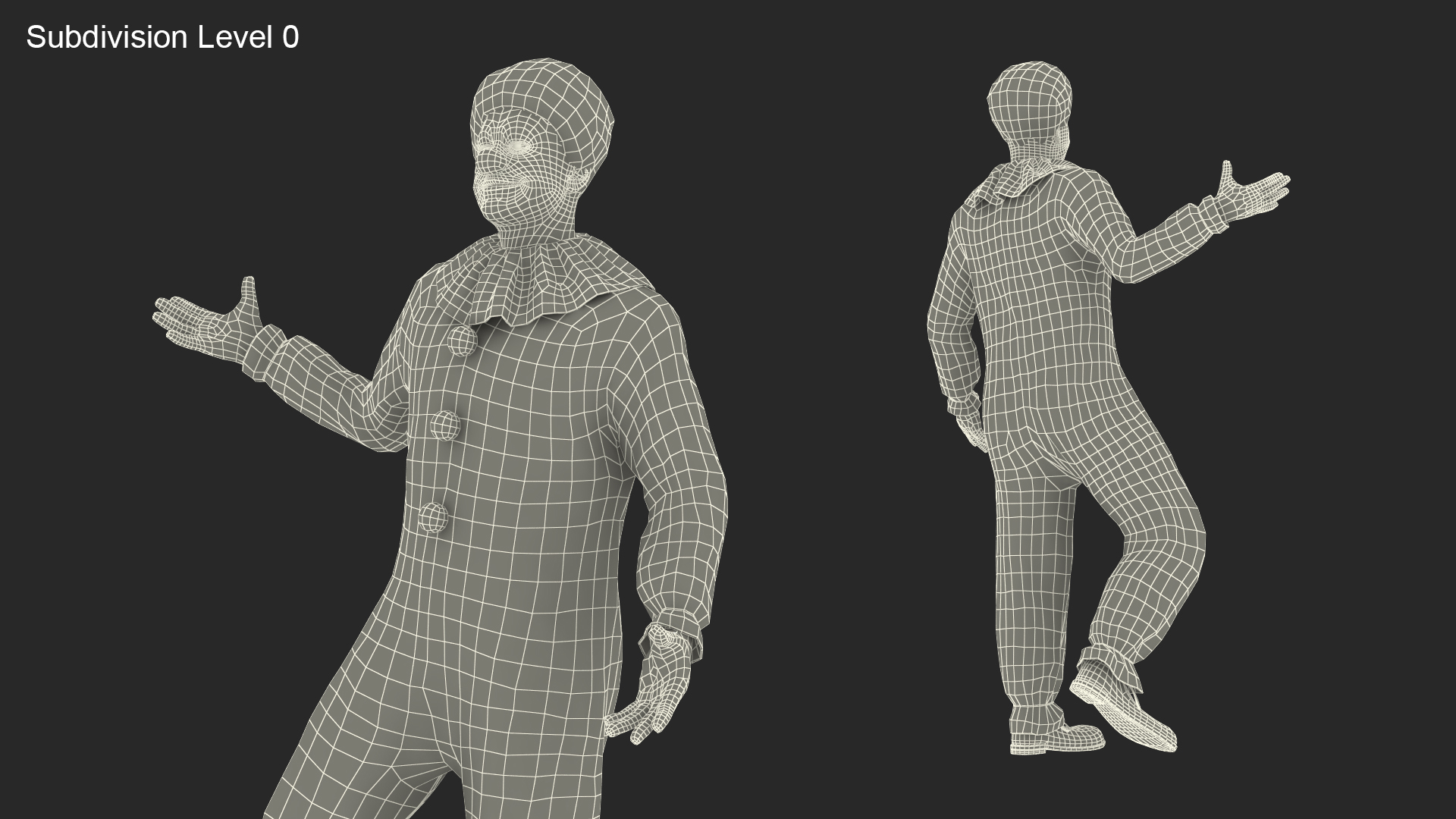Adult Clown Suit Standing Pose Fur 3D model