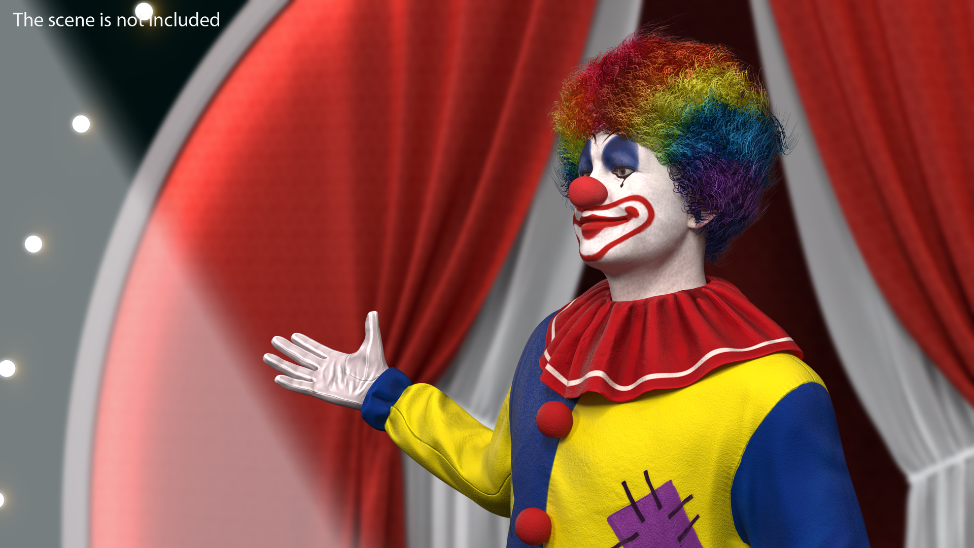 Adult Clown Suit Standing Pose Fur 3D model