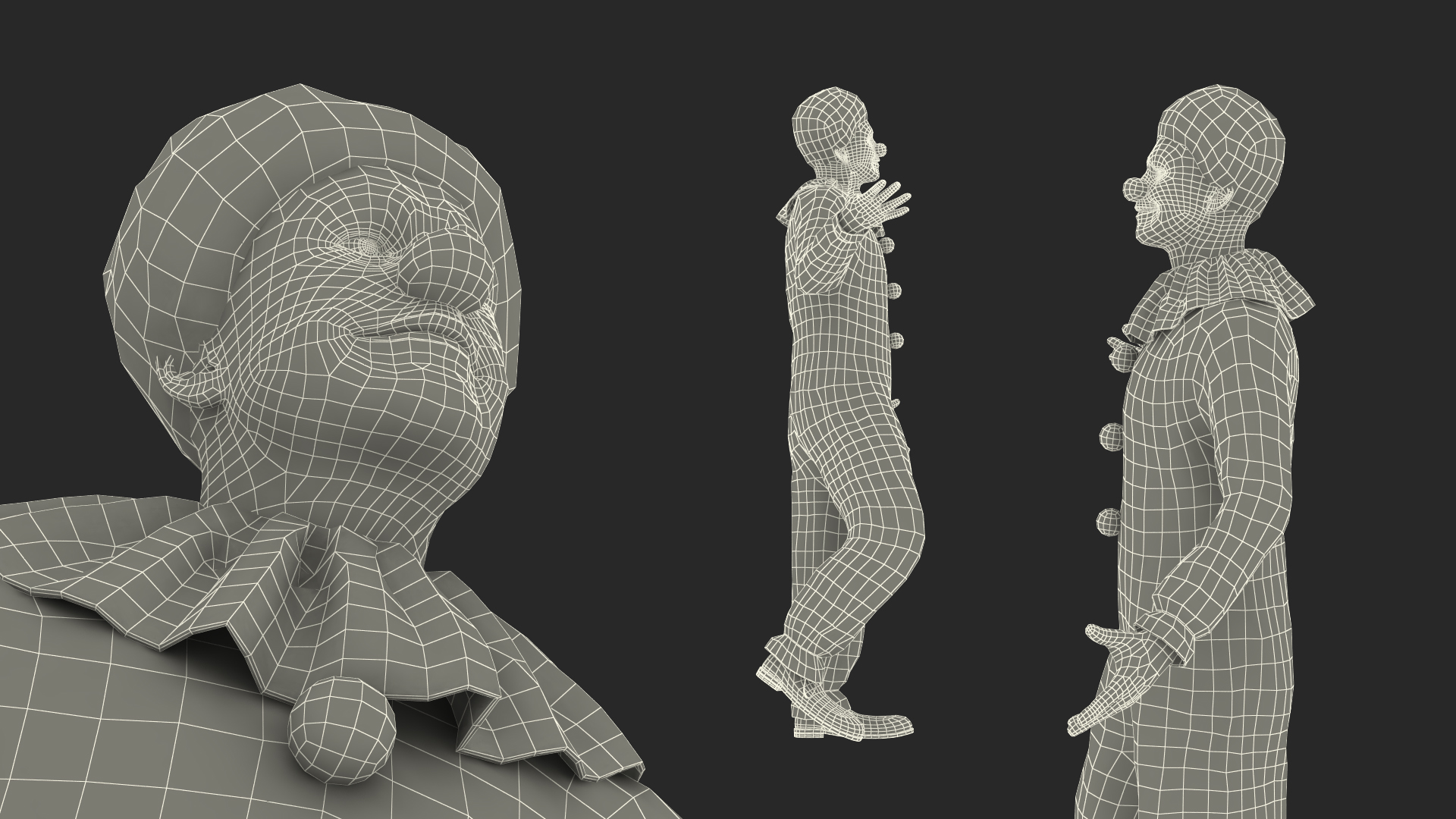 Adult Clown Suit Standing Pose Fur 3D model