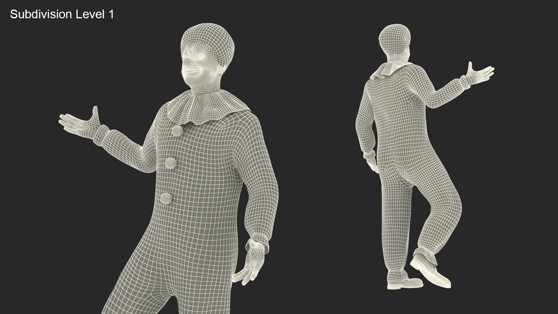 Adult Clown Suit Standing Pose Fur 3D model