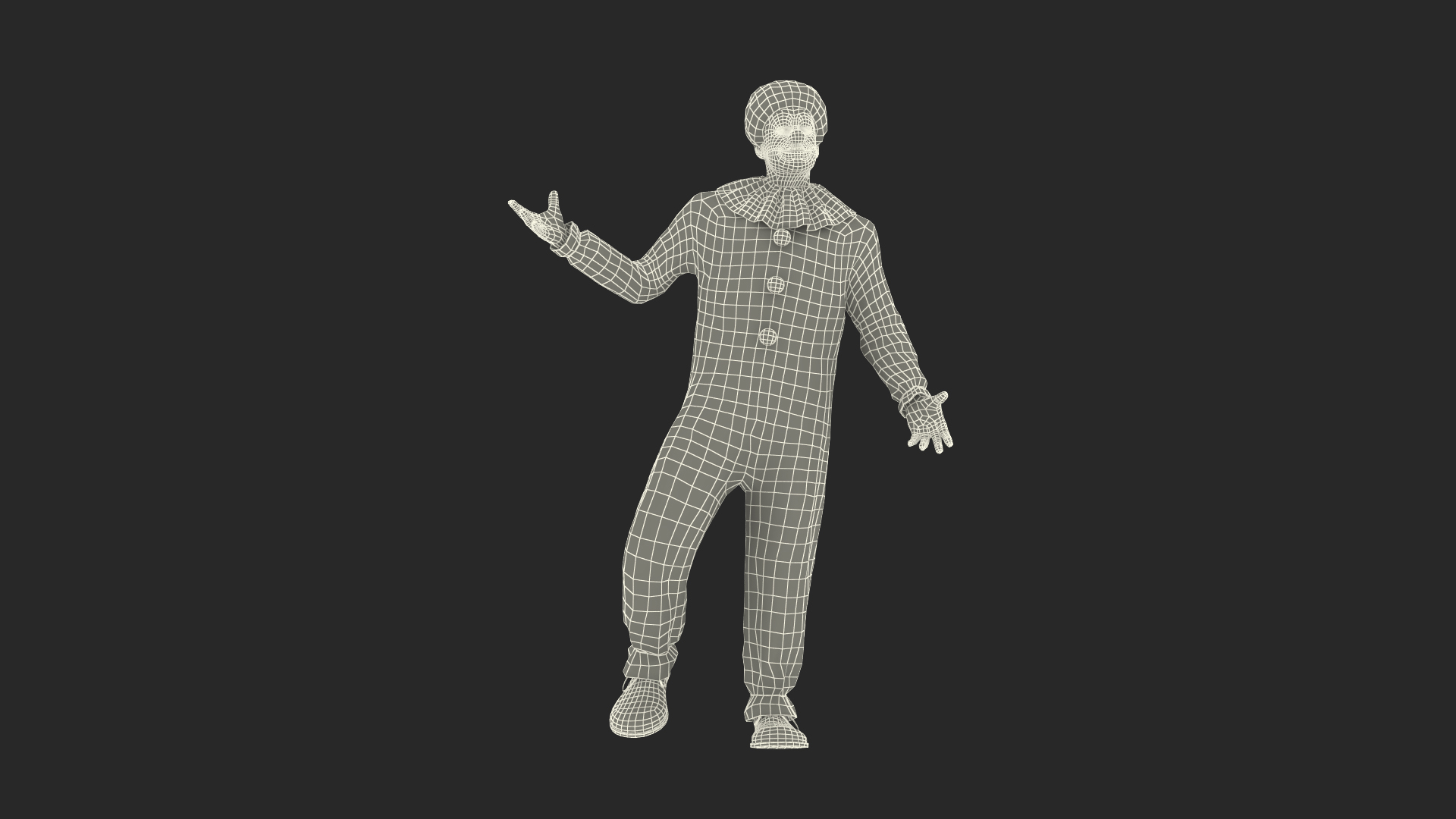 Adult Clown Suit Standing Pose Fur 3D model