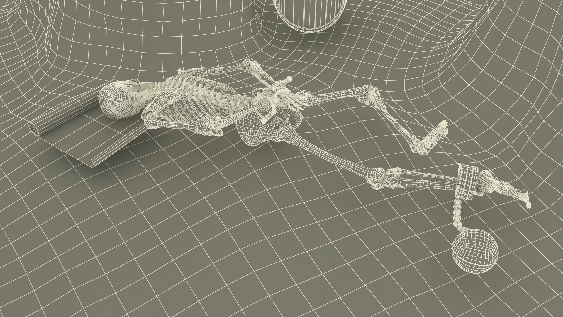 Pirate Treasure Cave with Skeleton and Chest 3D model