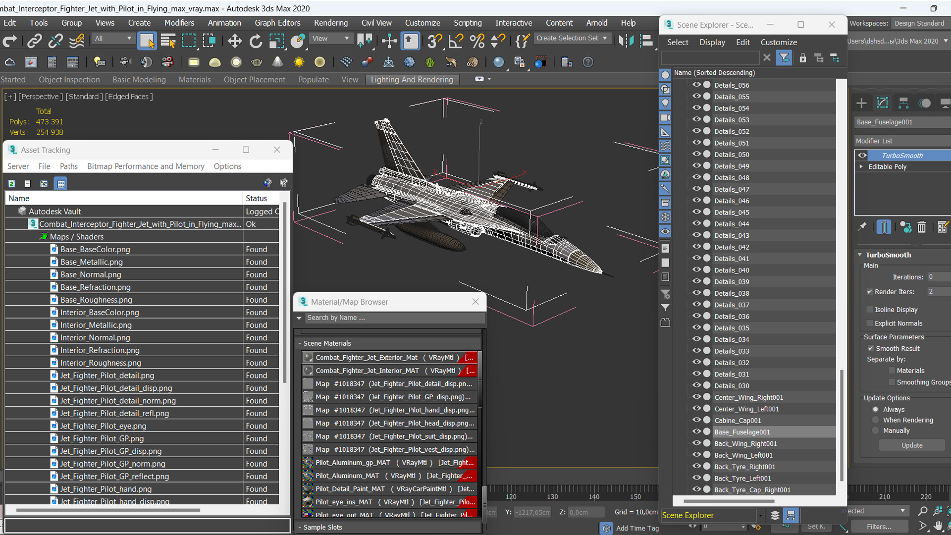 3D Combat Interceptor Fighter Jet with Pilot Flying model