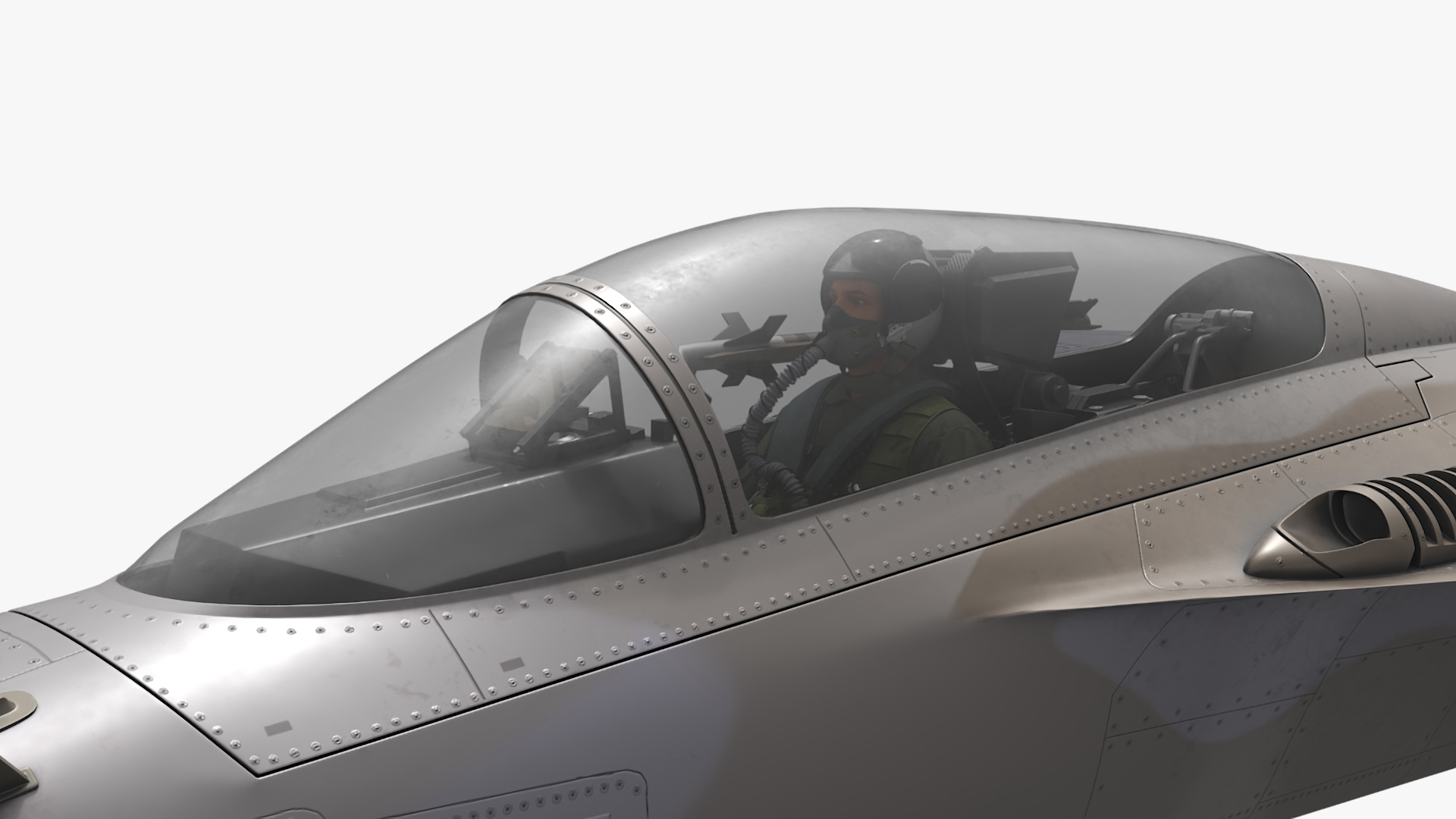 3D Combat Interceptor Fighter Jet with Pilot Flying model