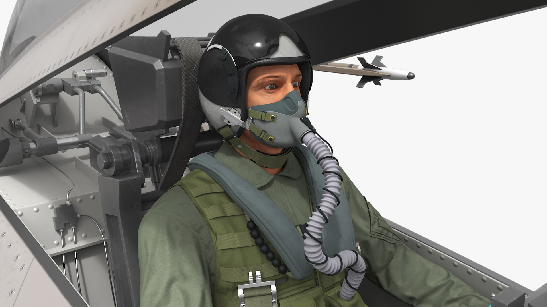 3D Combat Interceptor Fighter Jet with Pilot Flying model