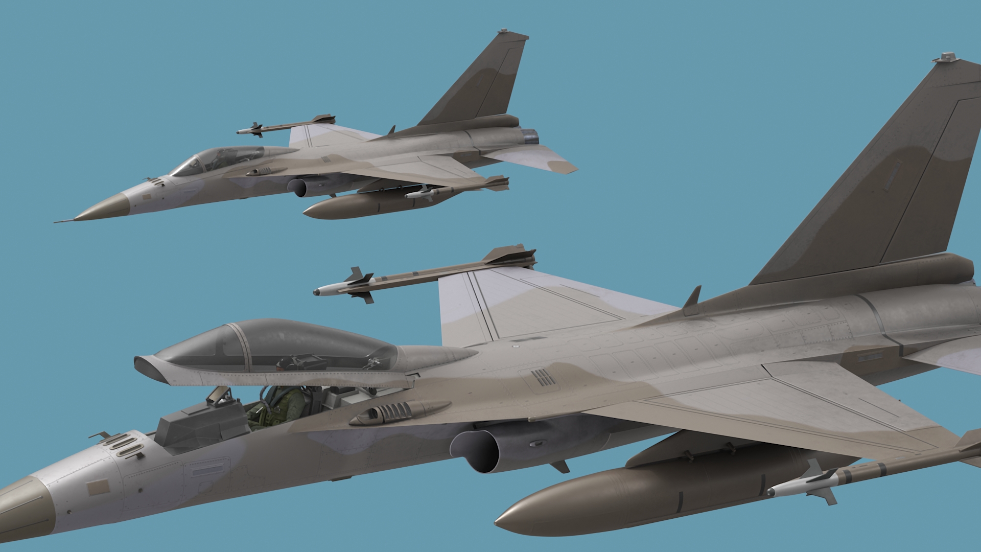 3D Combat Interceptor Fighter Jet with Pilot Flying model