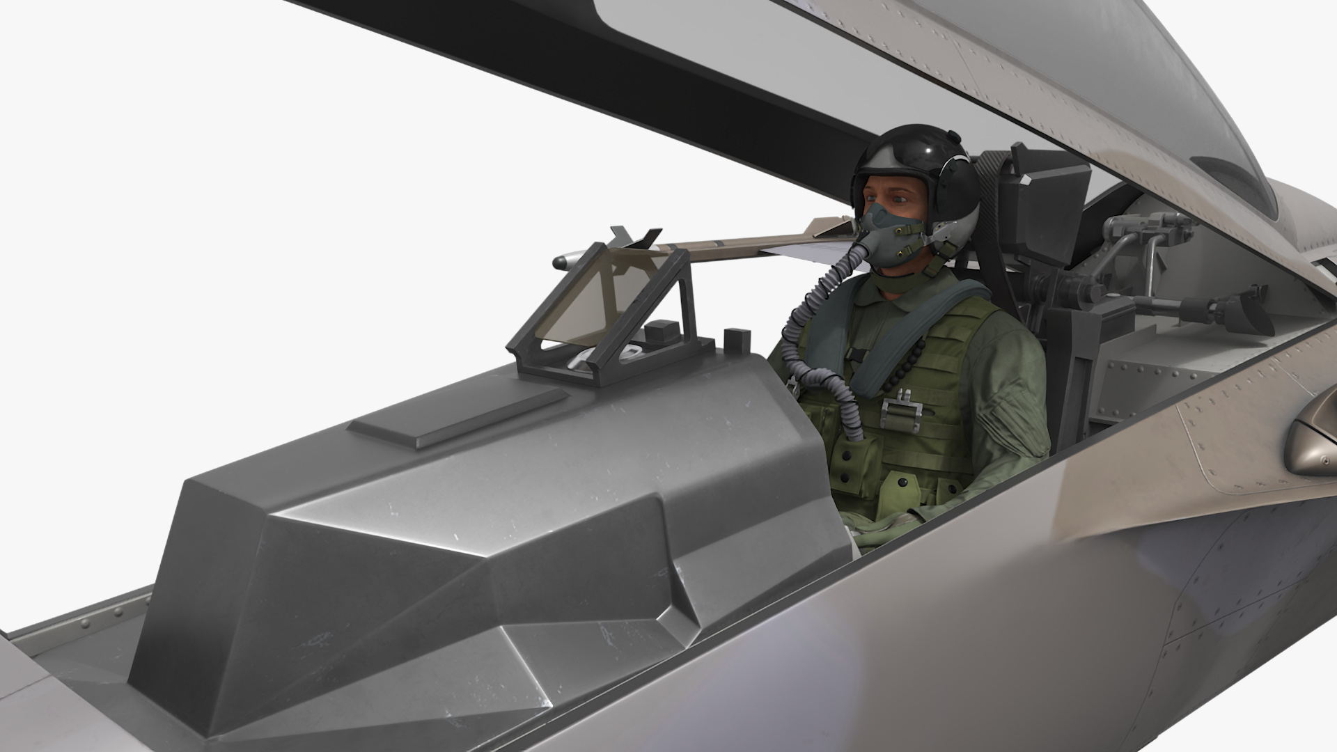 3D Combat Interceptor Fighter Jet with Pilot Flying model
