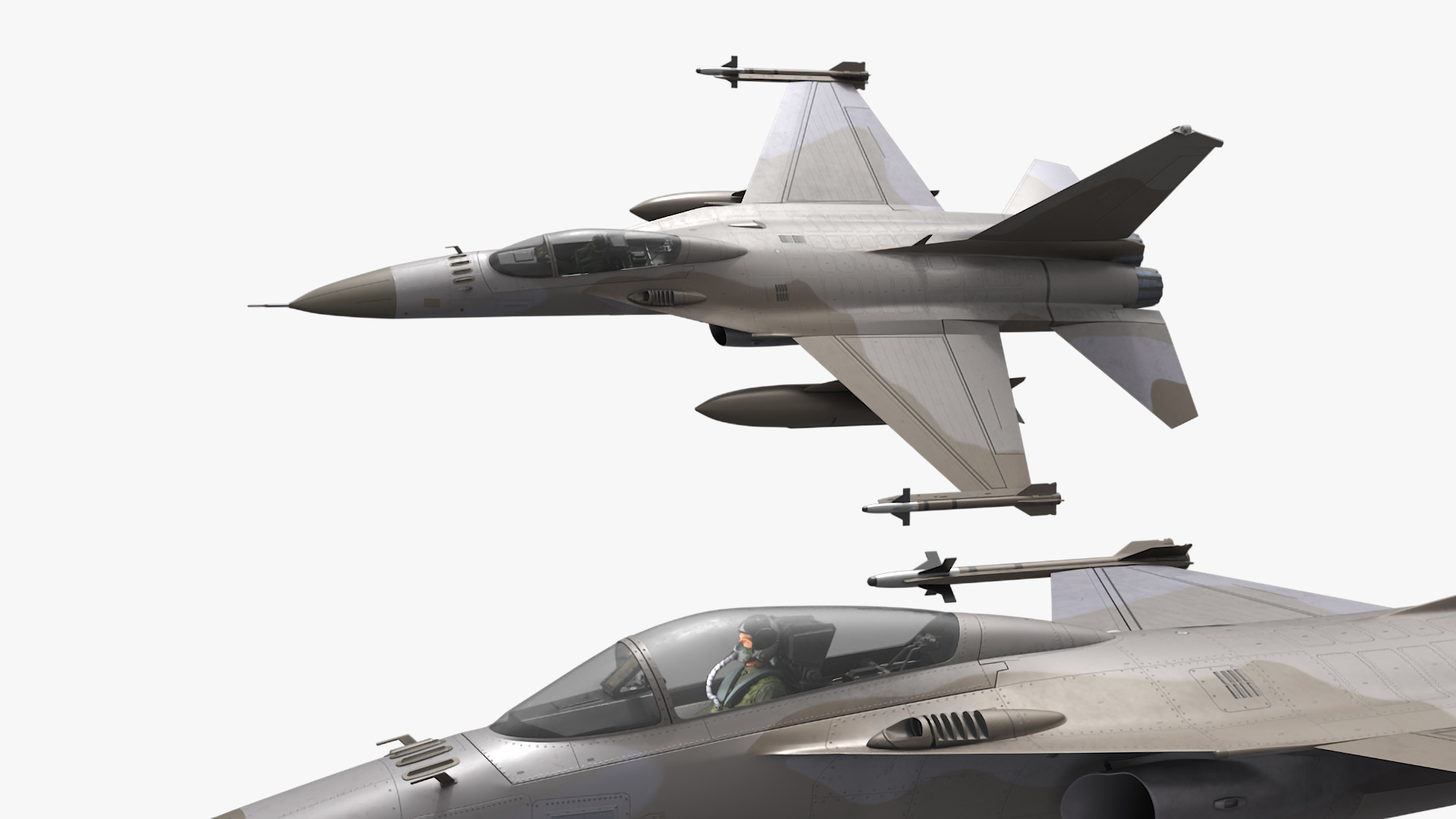 3D Combat Interceptor Fighter Jet with Pilot Flying model