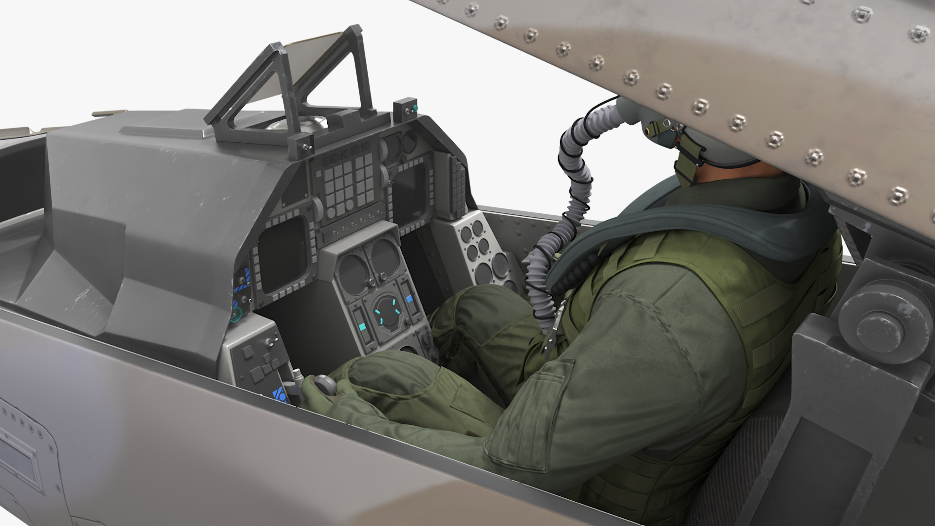 3D Combat Interceptor Fighter Jet with Pilot Flying model
