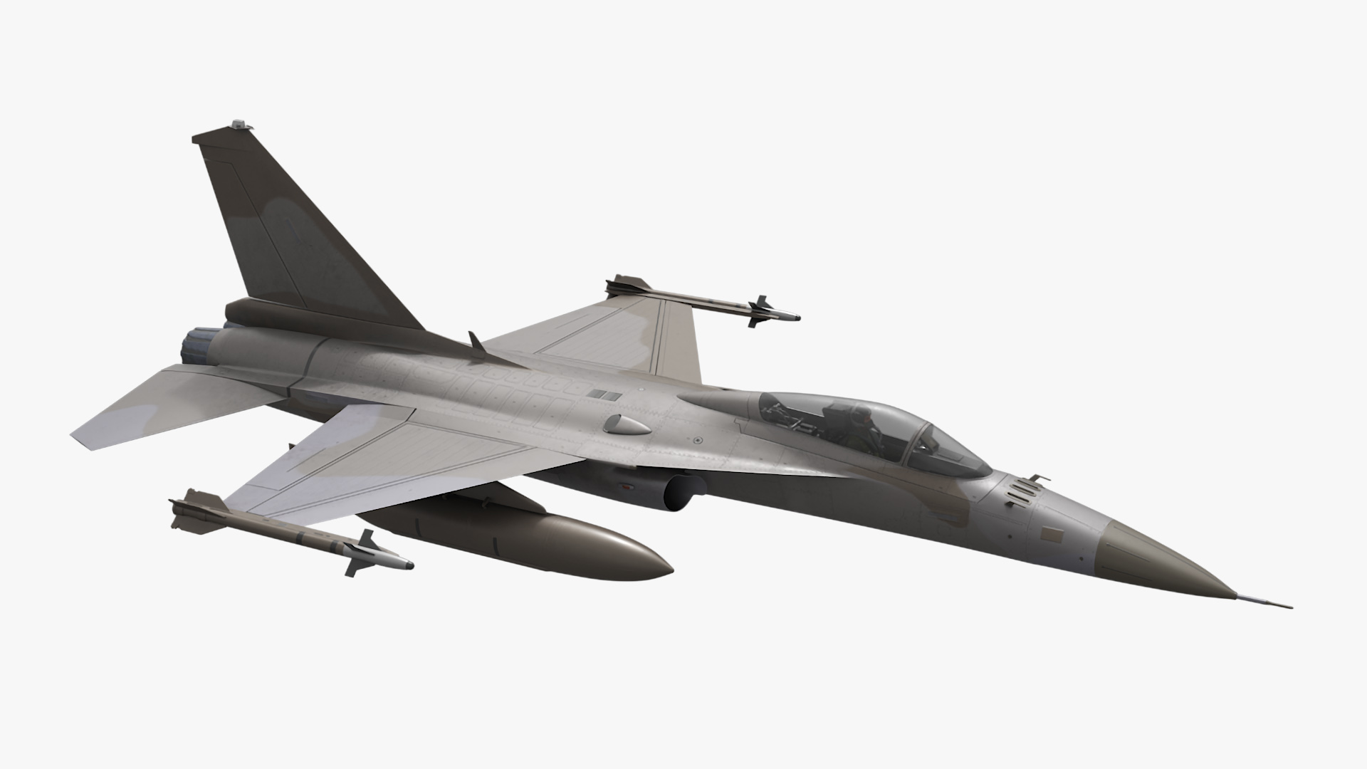 3D Combat Interceptor Fighter Jet with Pilot Flying model