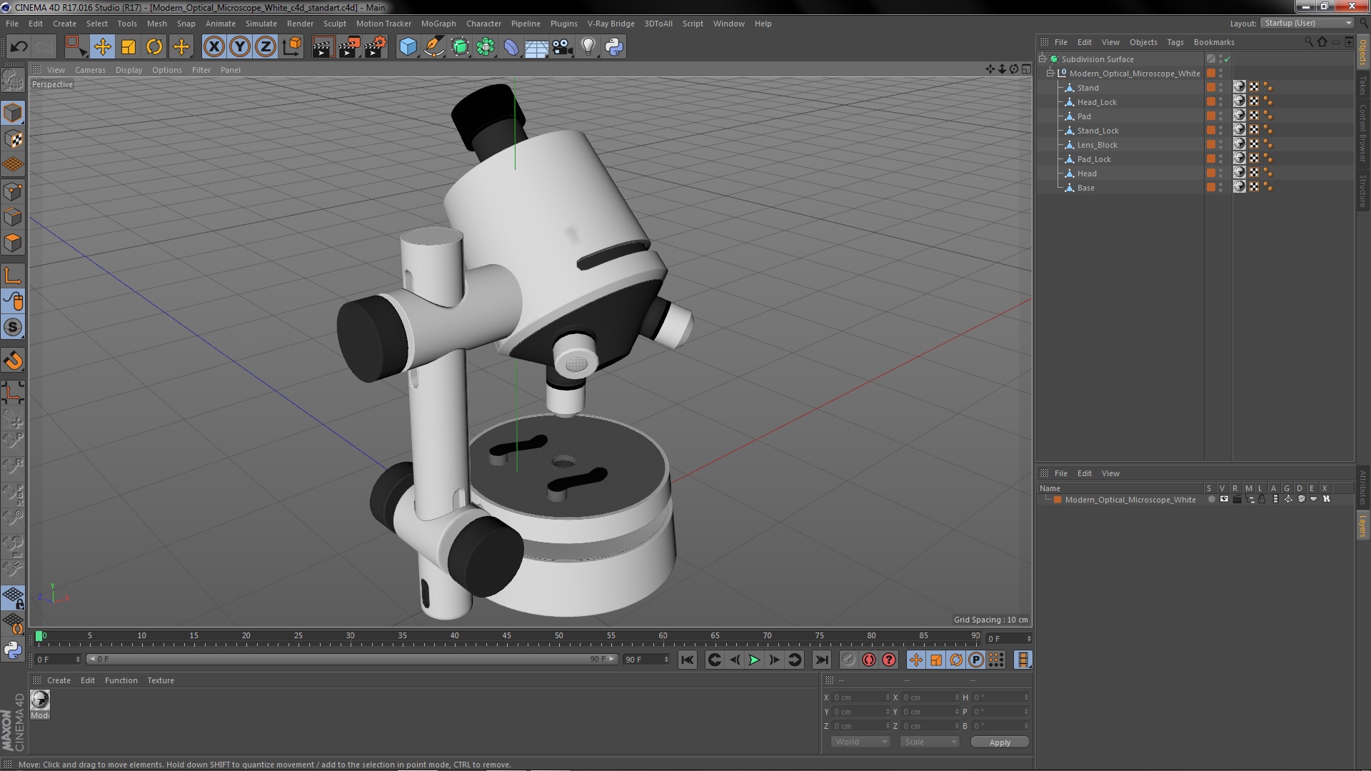 3D Modern Optical Microscope White