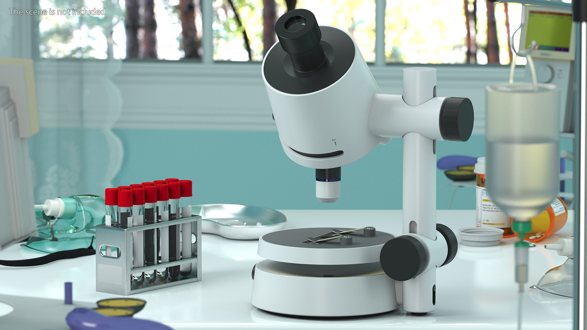 3D Modern Optical Microscope White