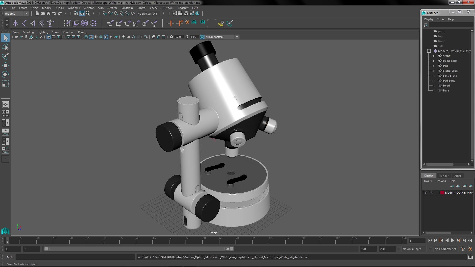 3D Modern Optical Microscope White