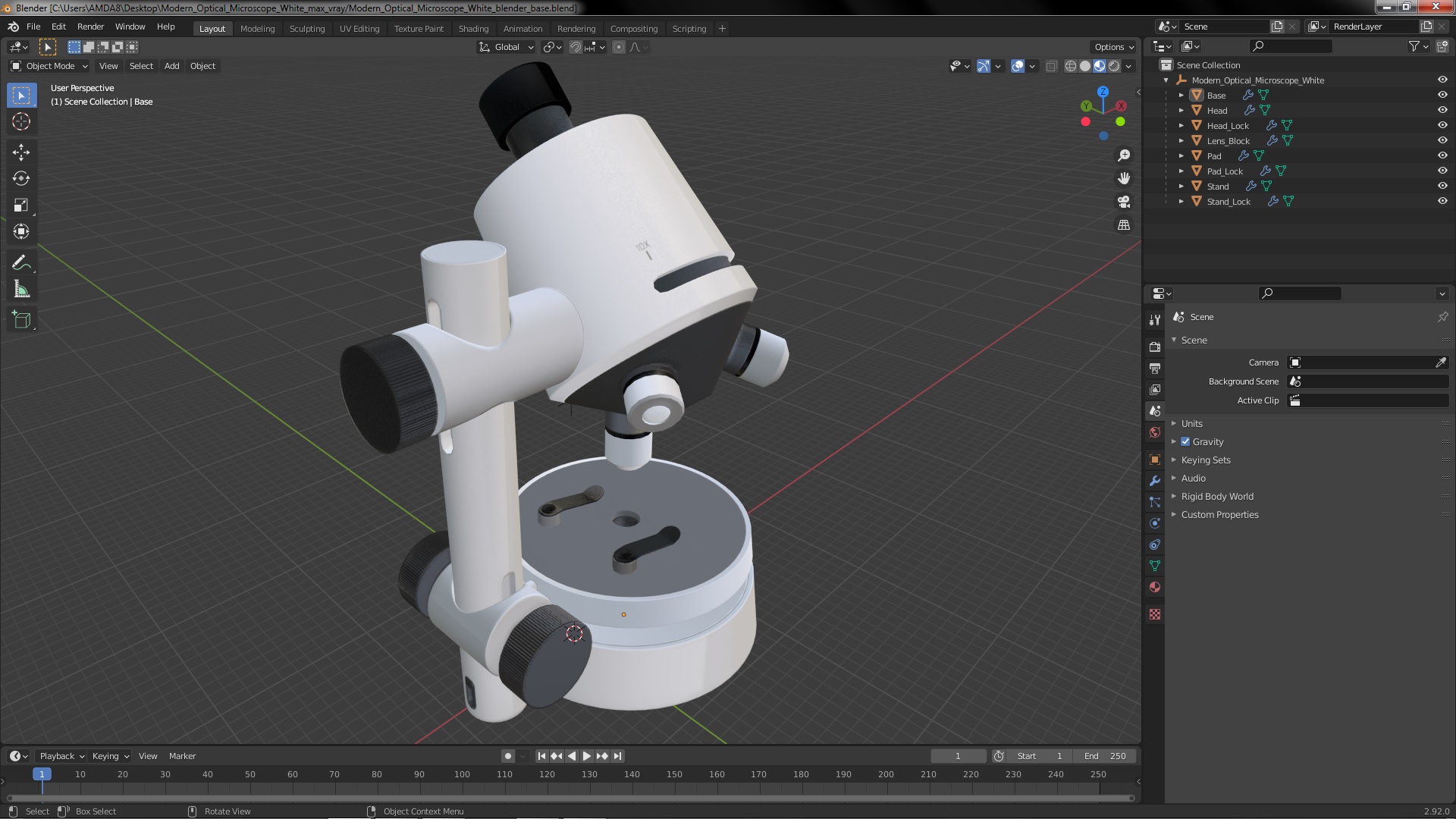 3D Modern Optical Microscope White