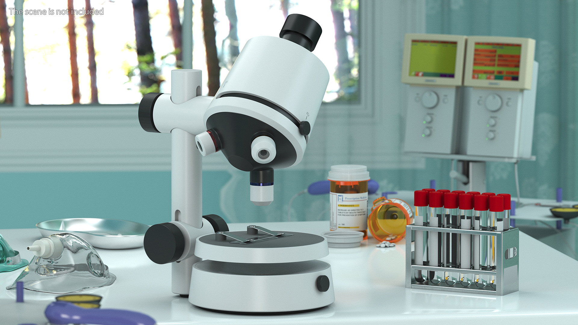 3D Modern Optical Microscope White