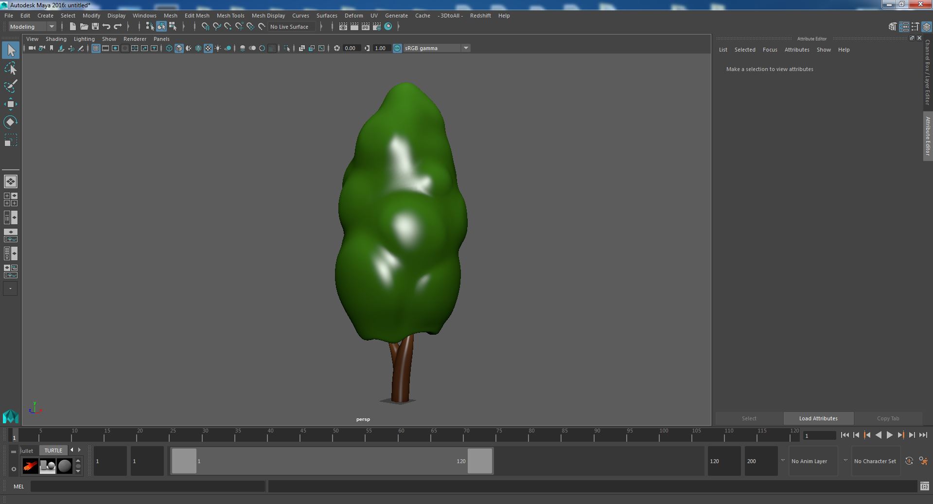 3D model Cartoon Poplar Tree Simple Coloring